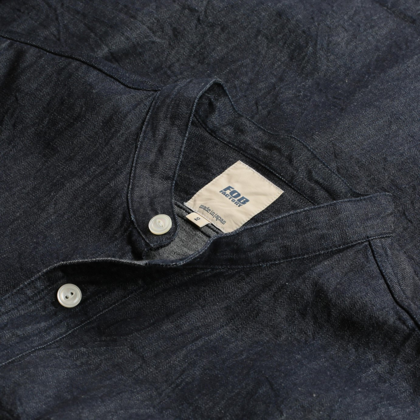 Band Collar Denim Shirt