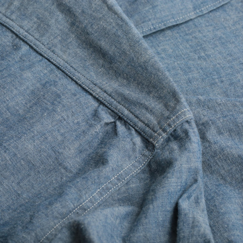 F3428 Selvedge Chambray Band Collar Shirt