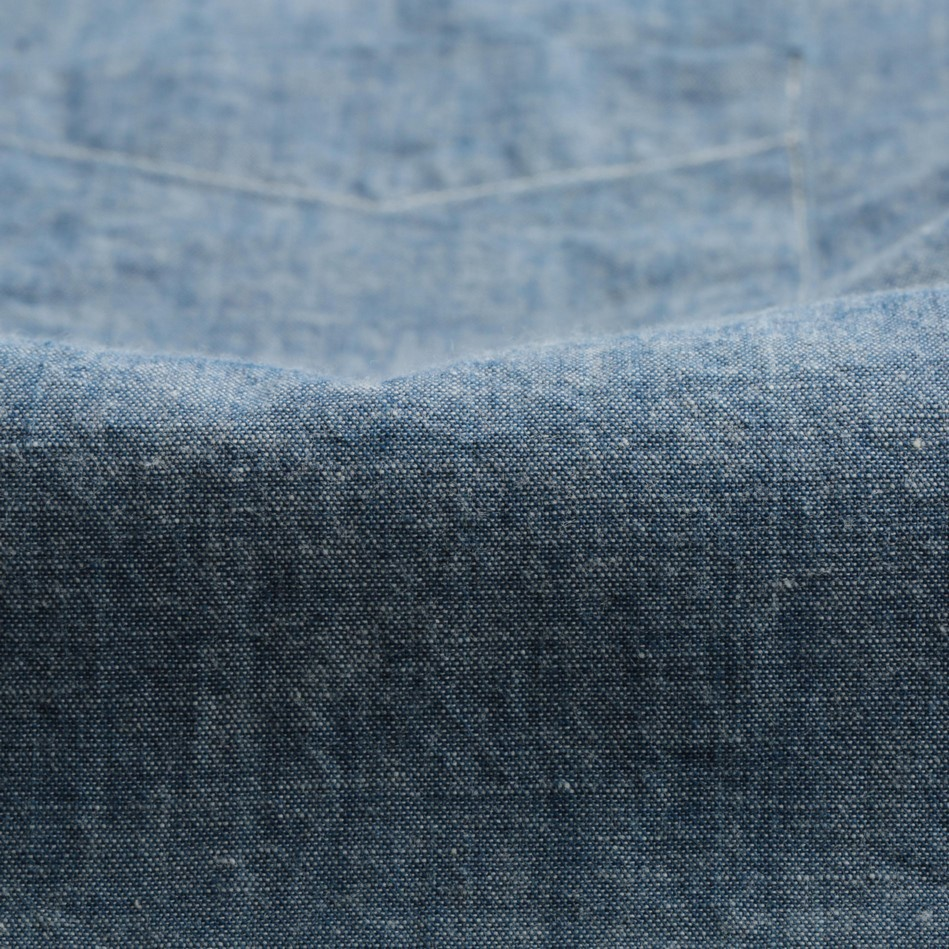 F3428 Selvedge Chambray Band Collar Shirt