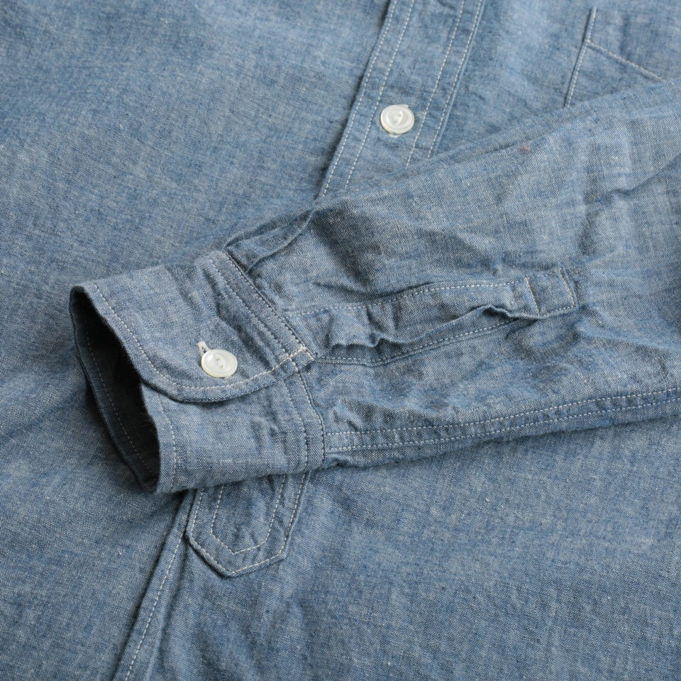 F3428 Selvedge Chambray Band Collar Shirt