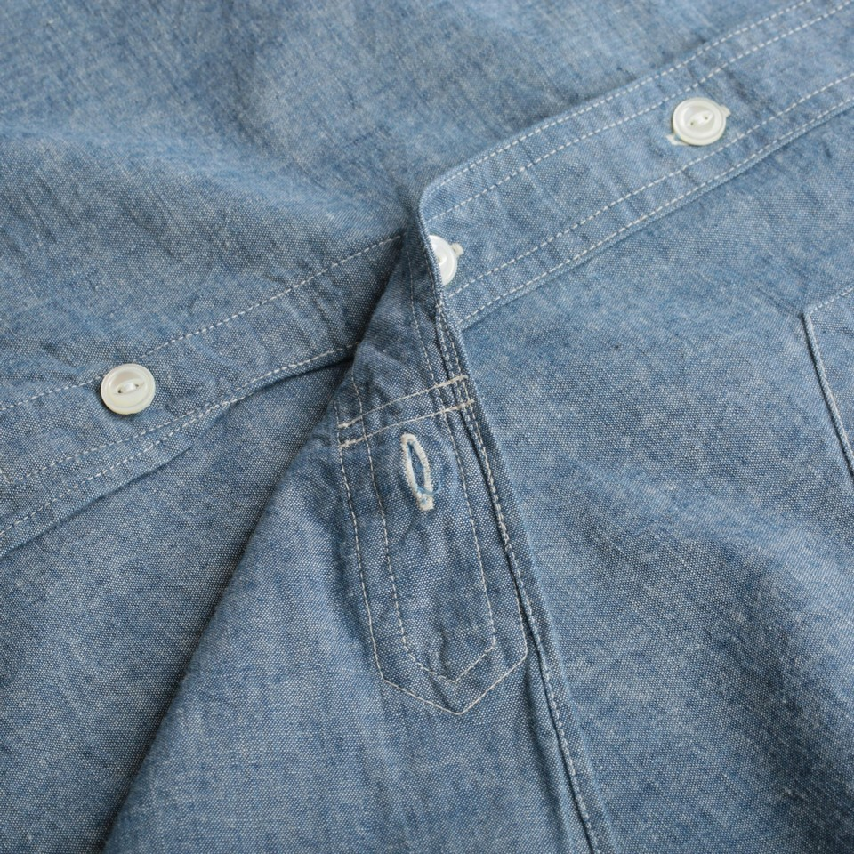 F3428 Selvedge Chambray Band Collar Shirt