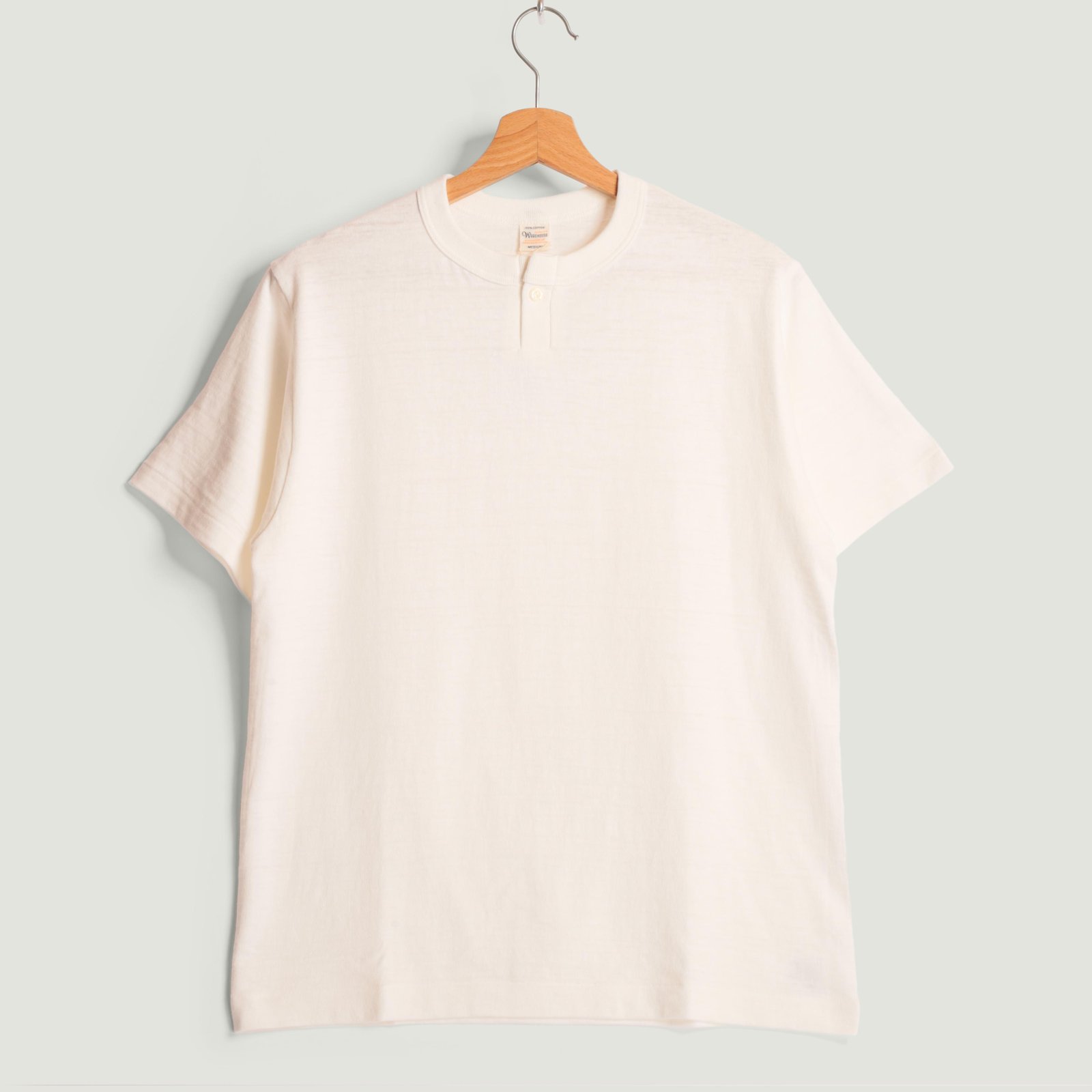 Lot 4082 One-Button Henley Neck T-Shirt Off White