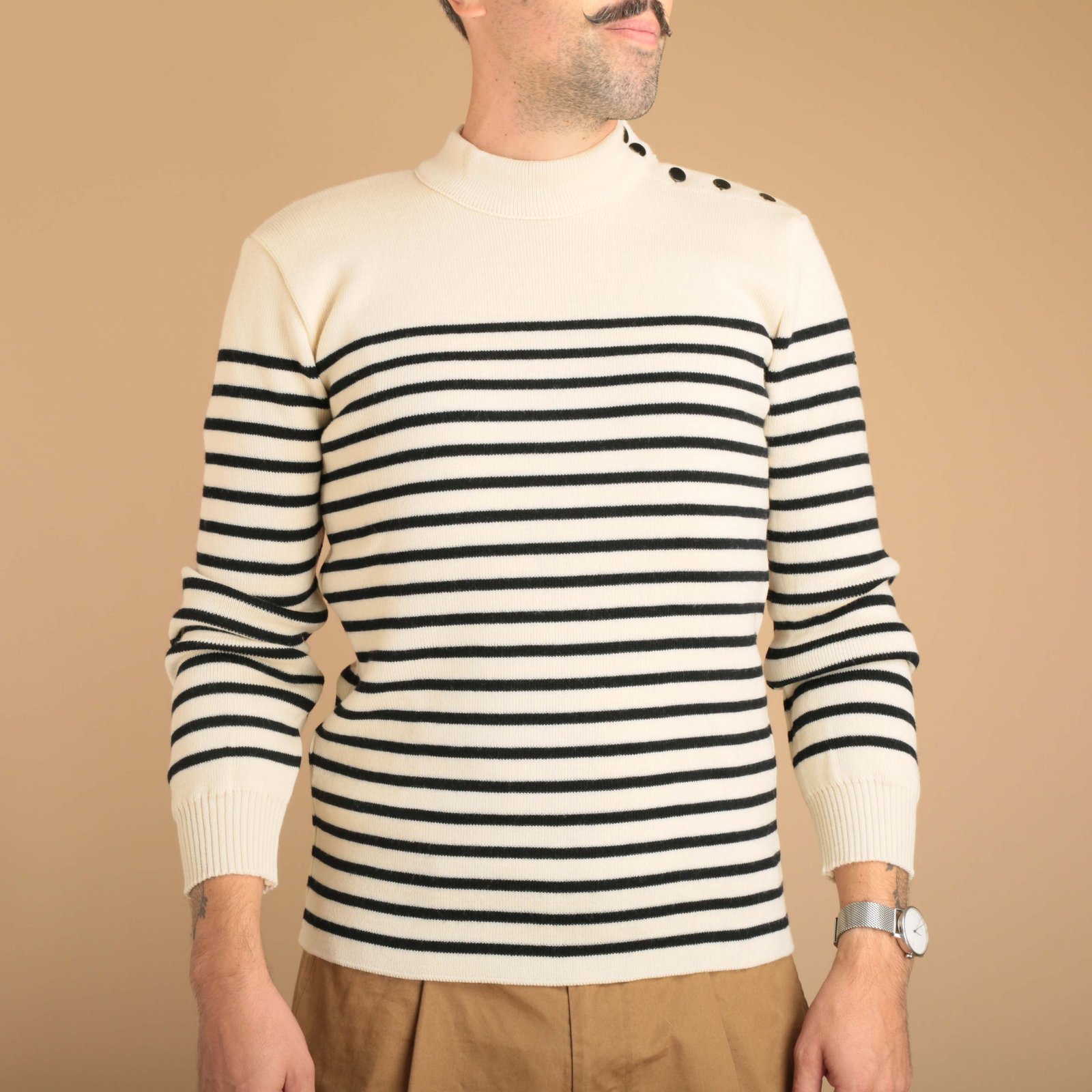 Ecru/Navy Striped Sailor Sweater