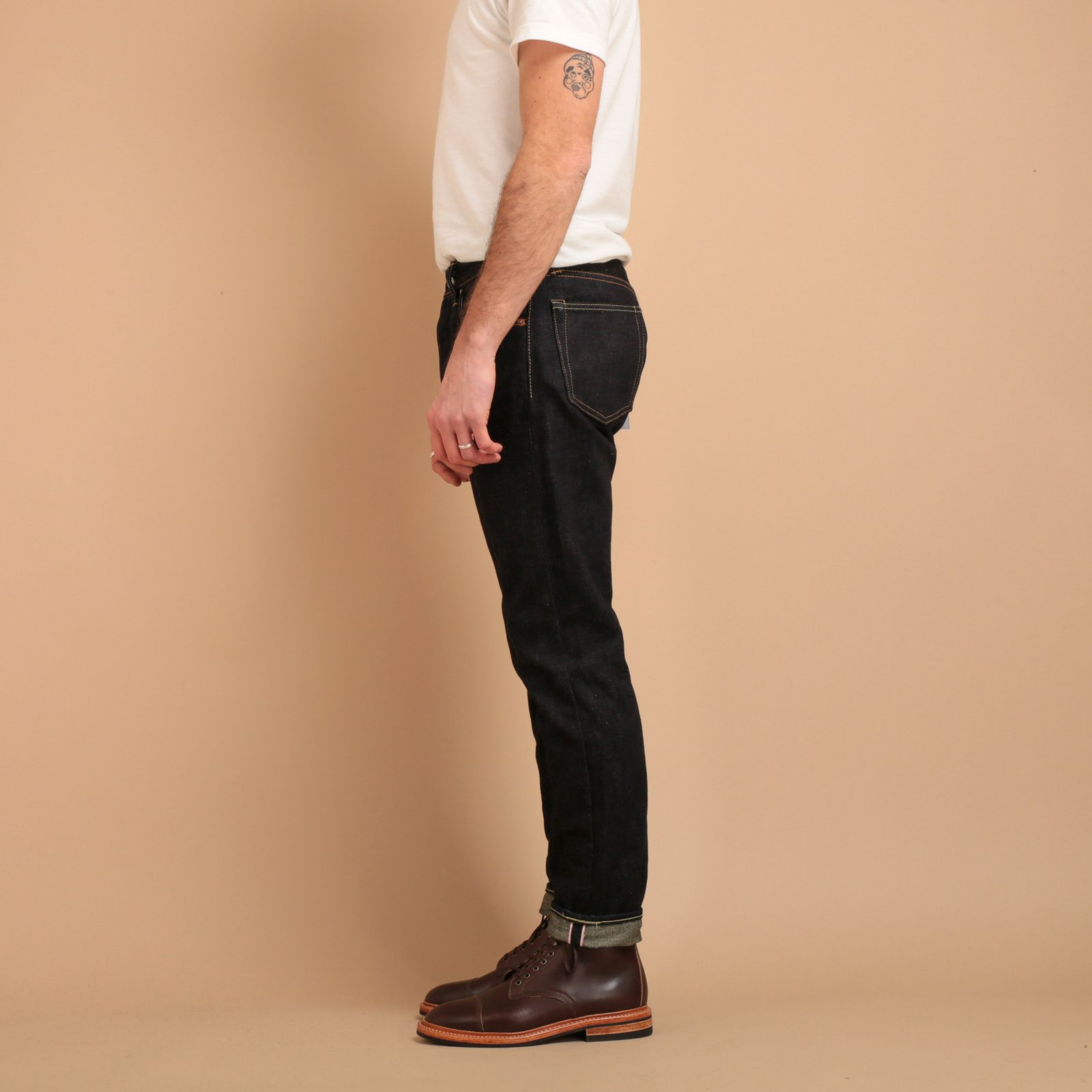 0405-BE High Tapered 18oz Indigo×Beige