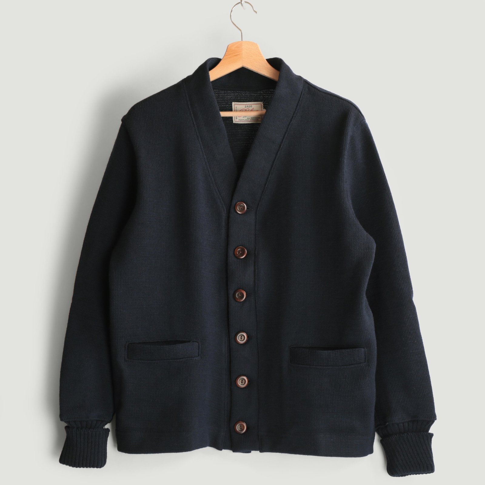 Classic Wool Cardigan Sweater Dark Navy