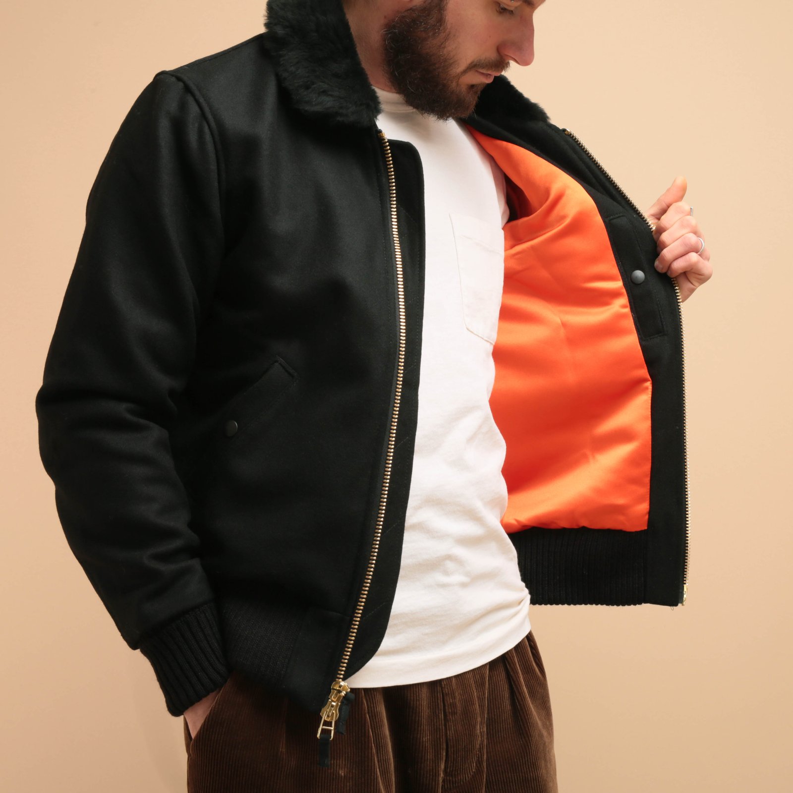 Flyer's Club Jacket Melton Wool Black