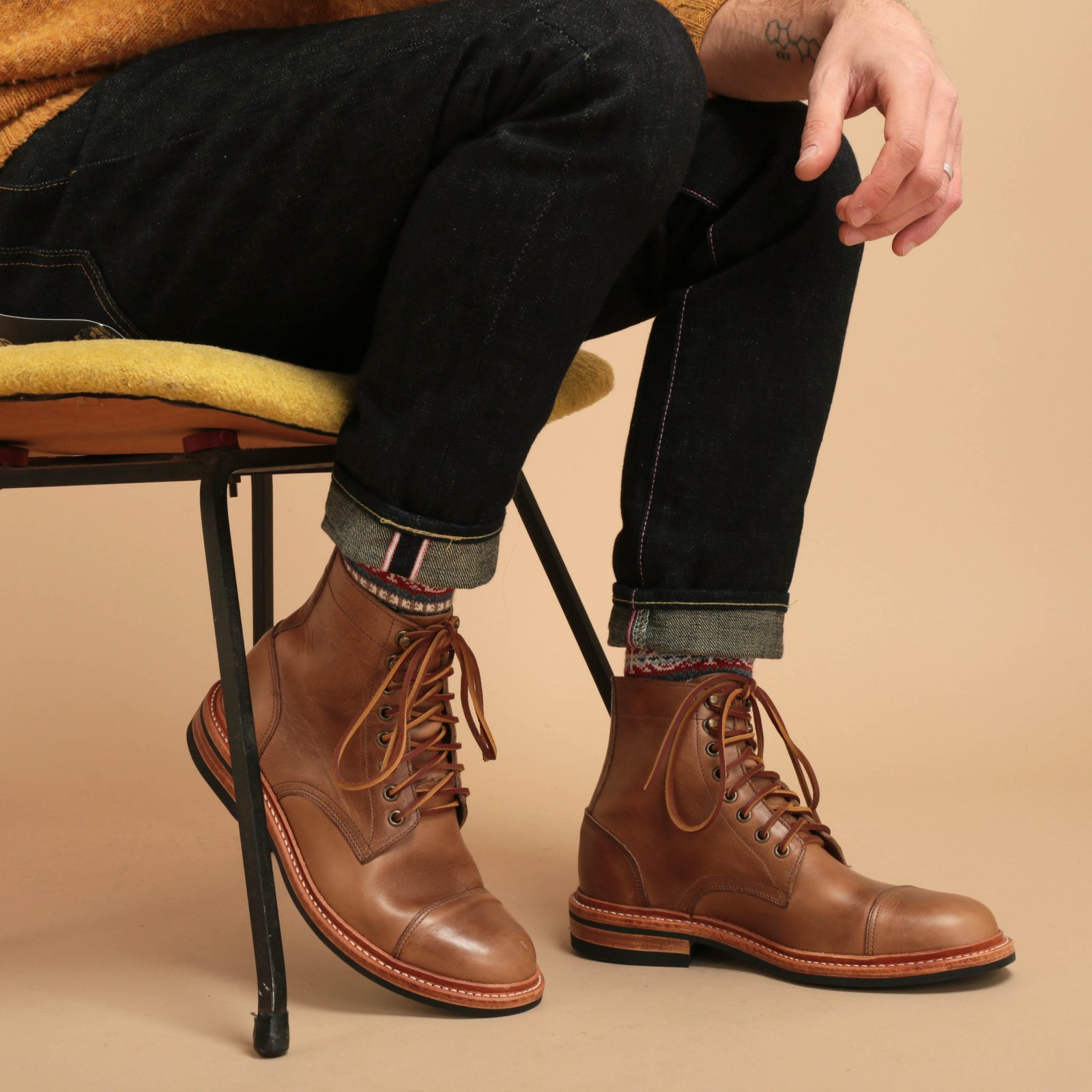 Cap-Toe Trench Boot Natural Chromexcel