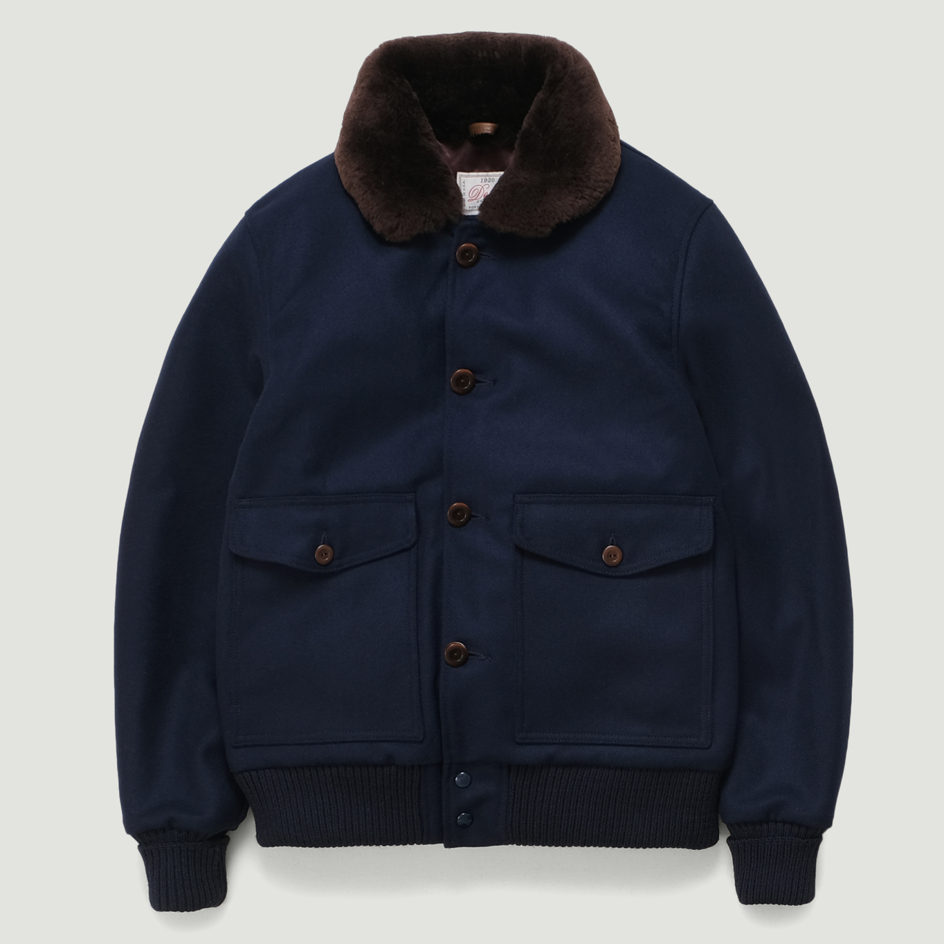 Winston Jacket Melton Wool Dark Navy/Brown