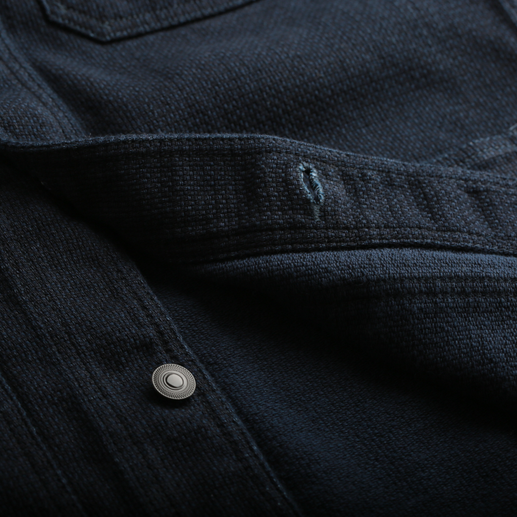 Inside Flâneurs MOMOTARO Dobby Coverall Jacket Indigo