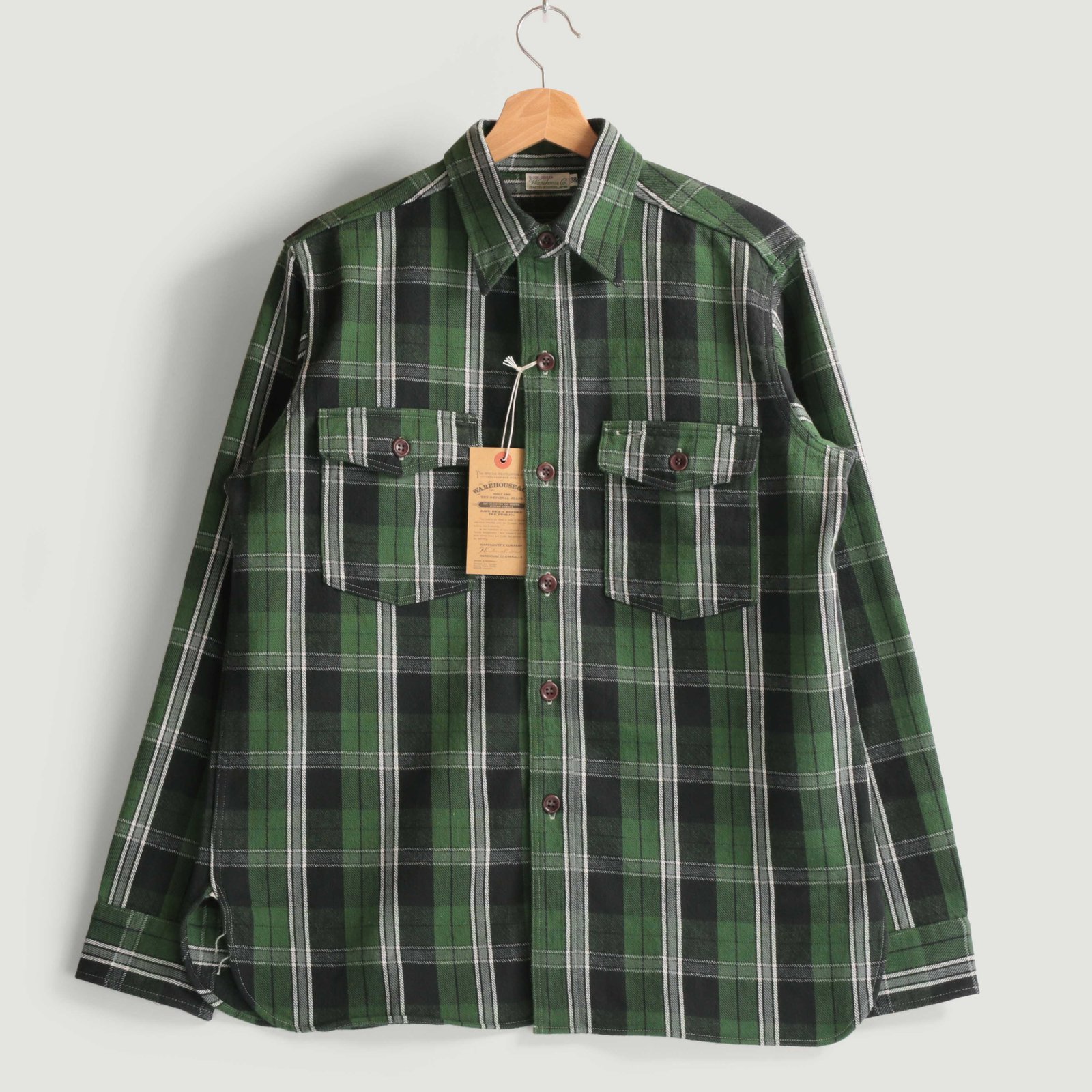 Lot 3022 Flannel Shirt With Chinstrap Green