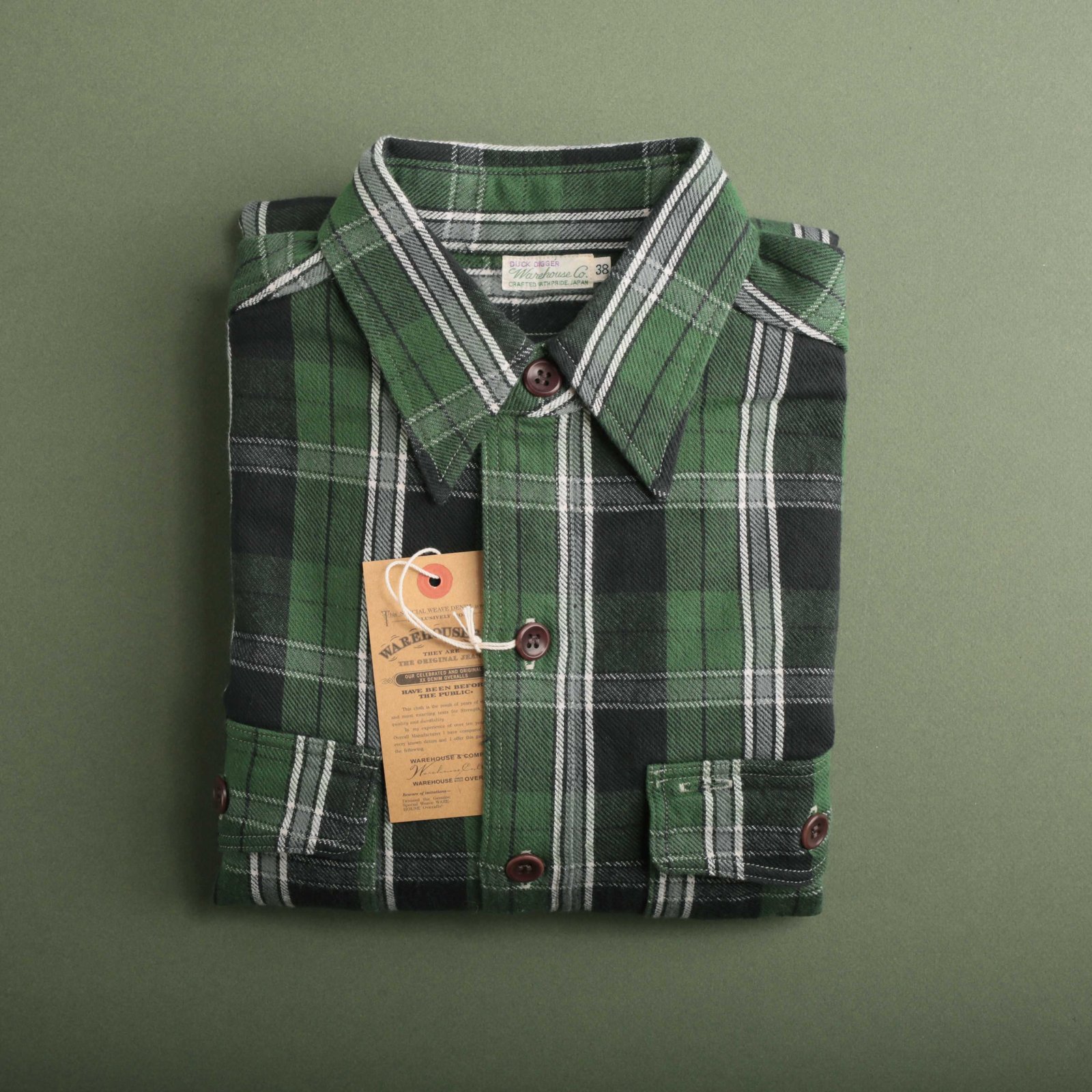 Lot 3022 Flannel Shirt With Chinstrap Green