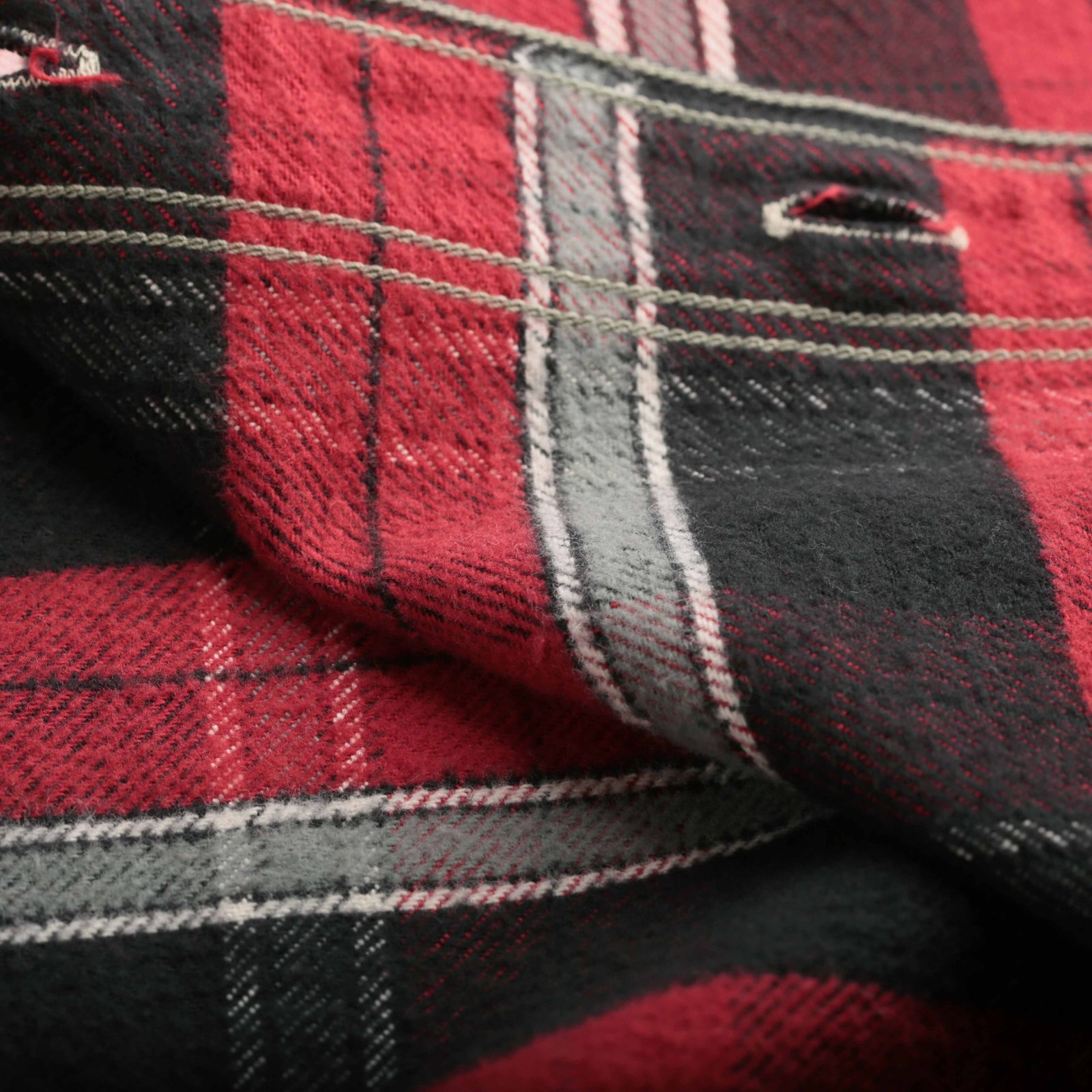 Lot 3022 Flannel Shirt With Chinstrap Red