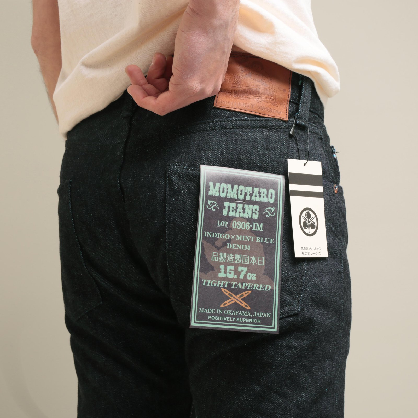 0306-IM Tight Tapered 15,7oz Indigo x Mint