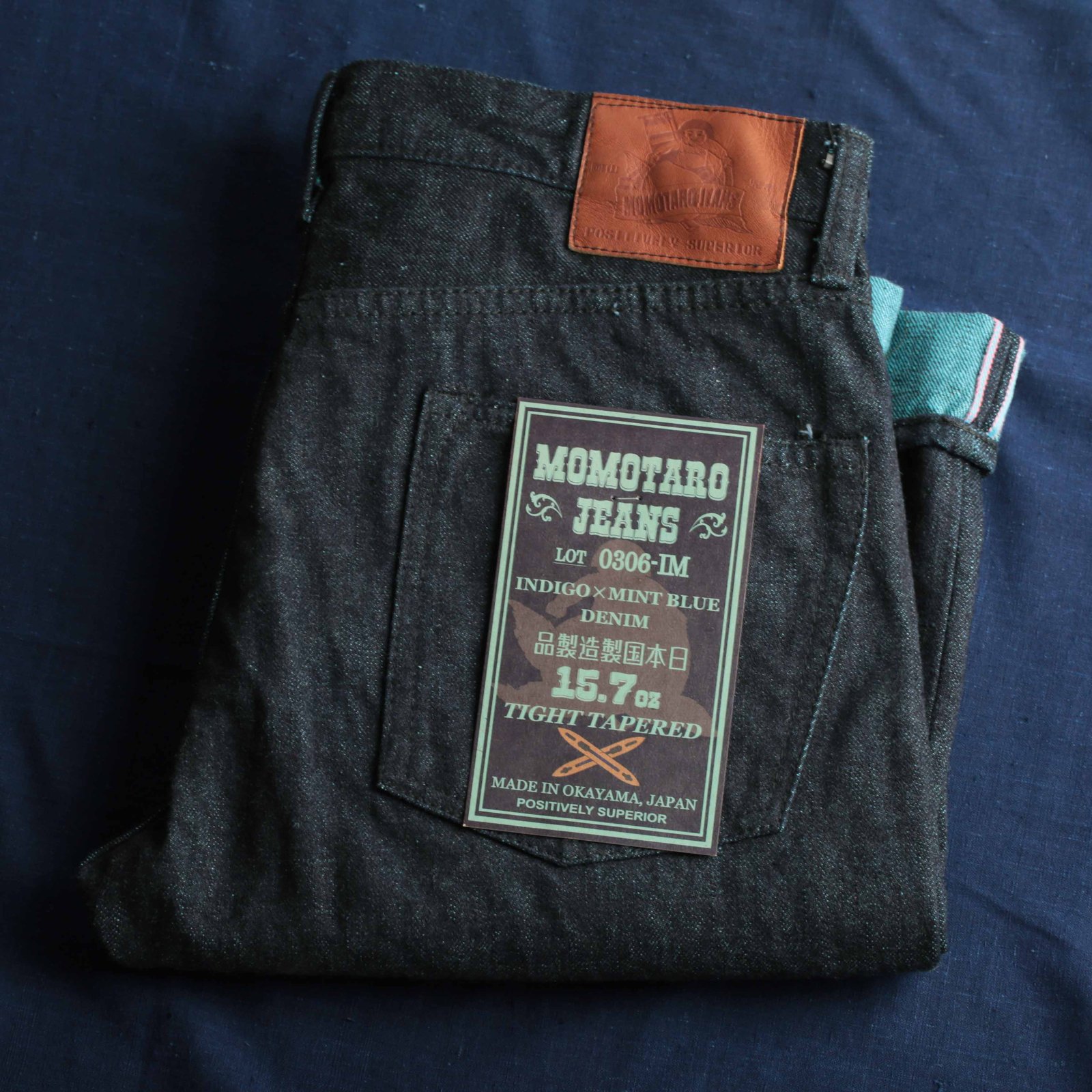 0306-IM Tight Tapered 15,7oz Indigo x Mint