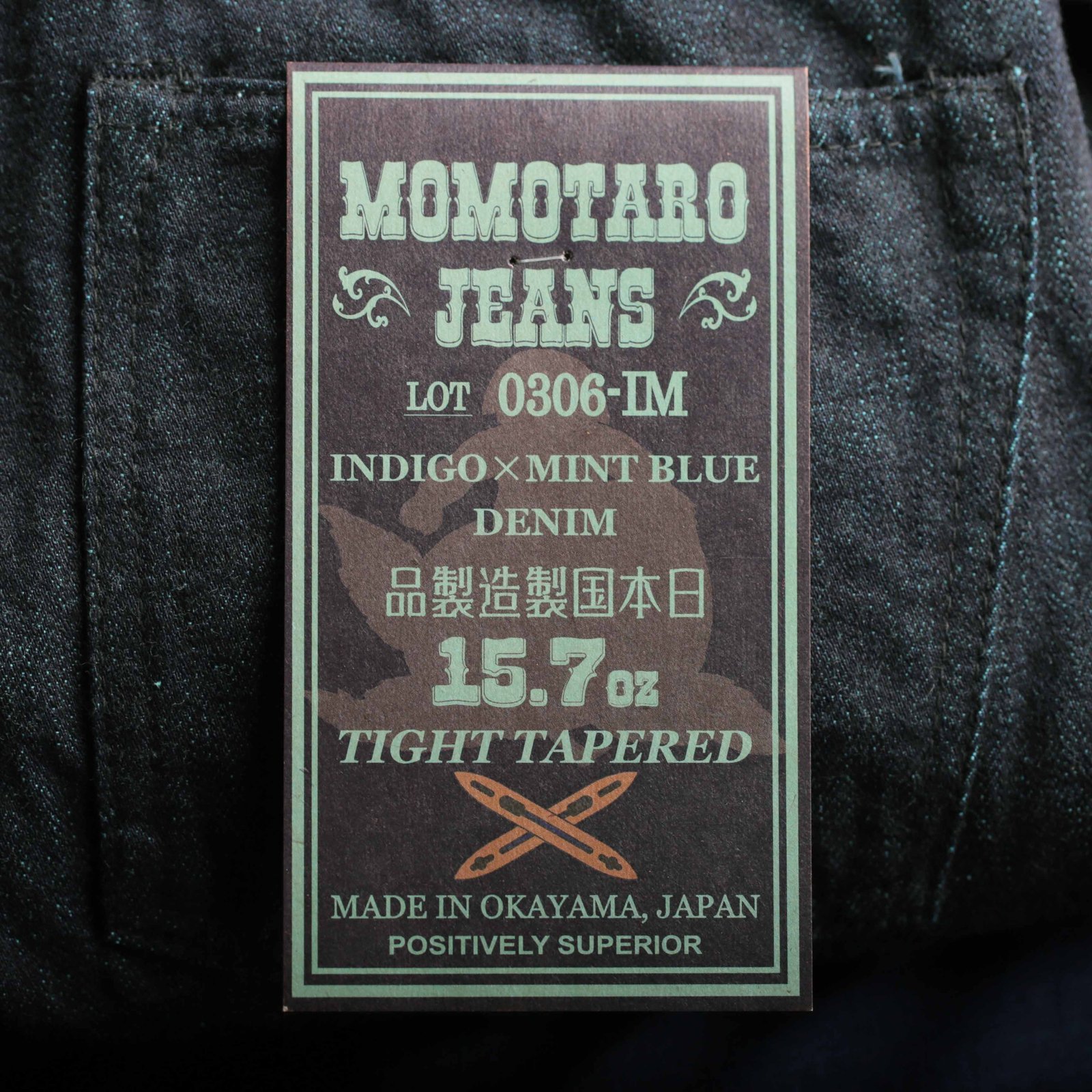 0306-IM Tight Tapered 15,7oz Indigo x Mint