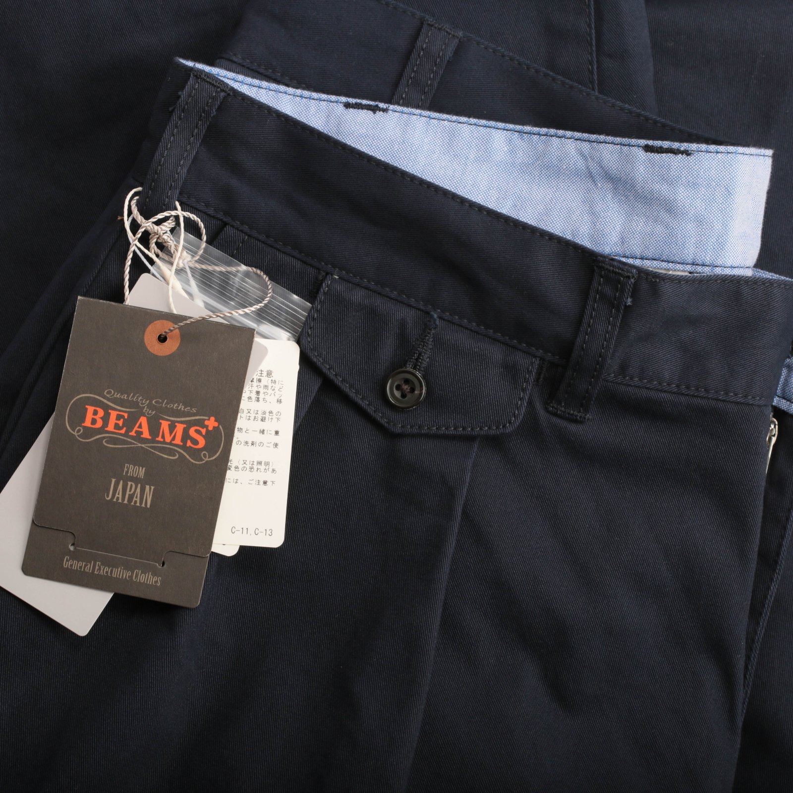 image flâneurs détail  Beams 2 Pleats Twill Trousers navy