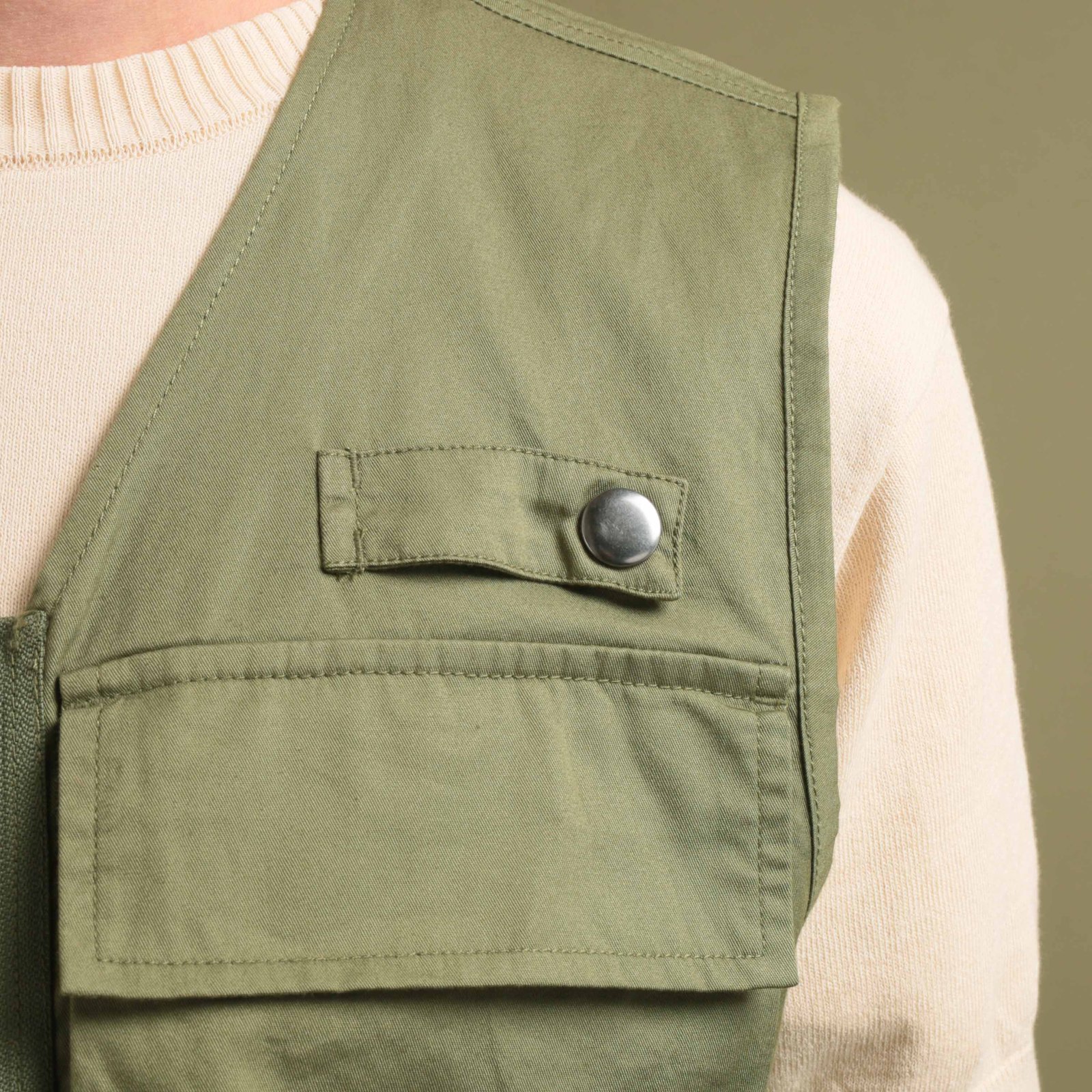 Photographers Gilet in Olive Fine Twill