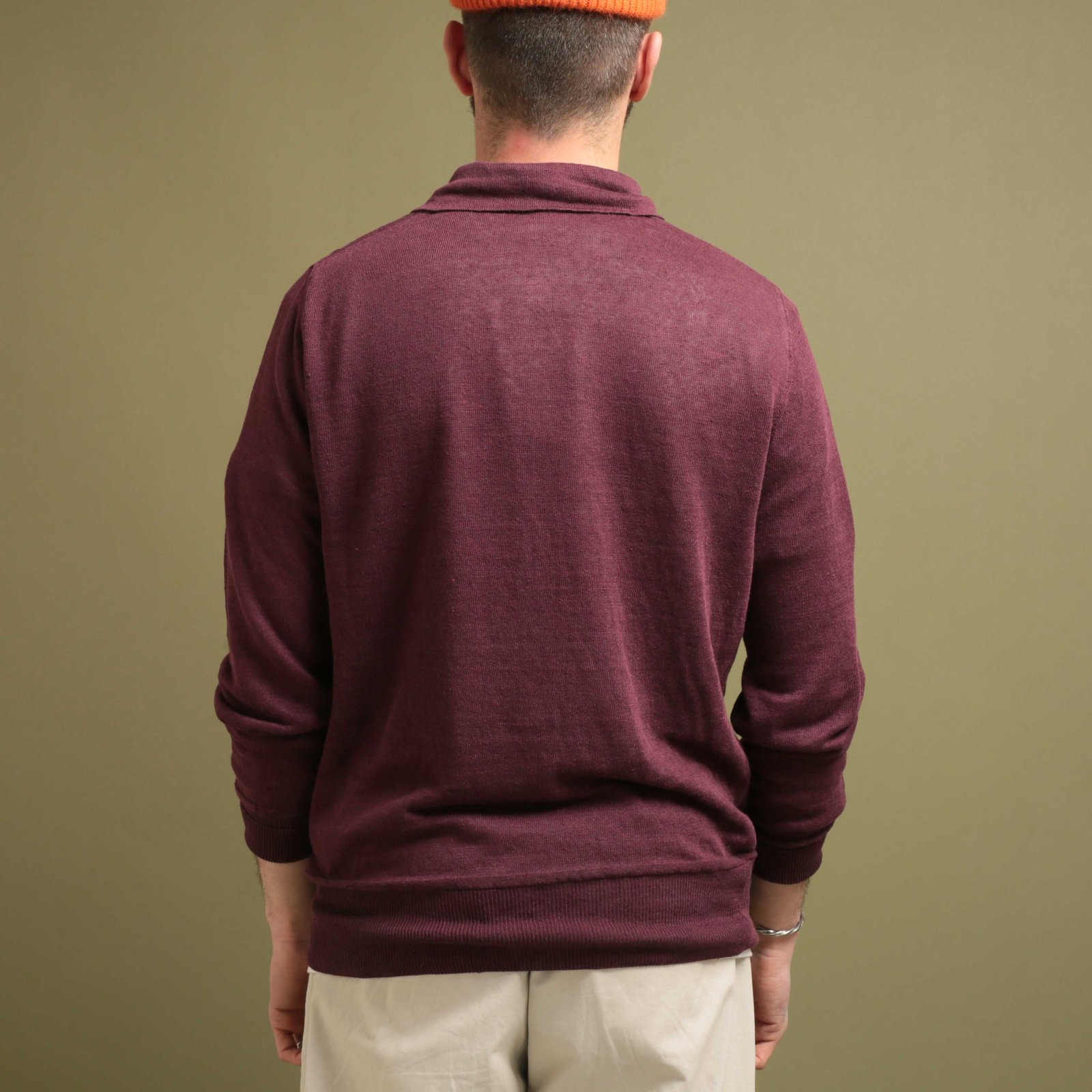 GRP / Long Sleeve Linen Polo Bordeaux