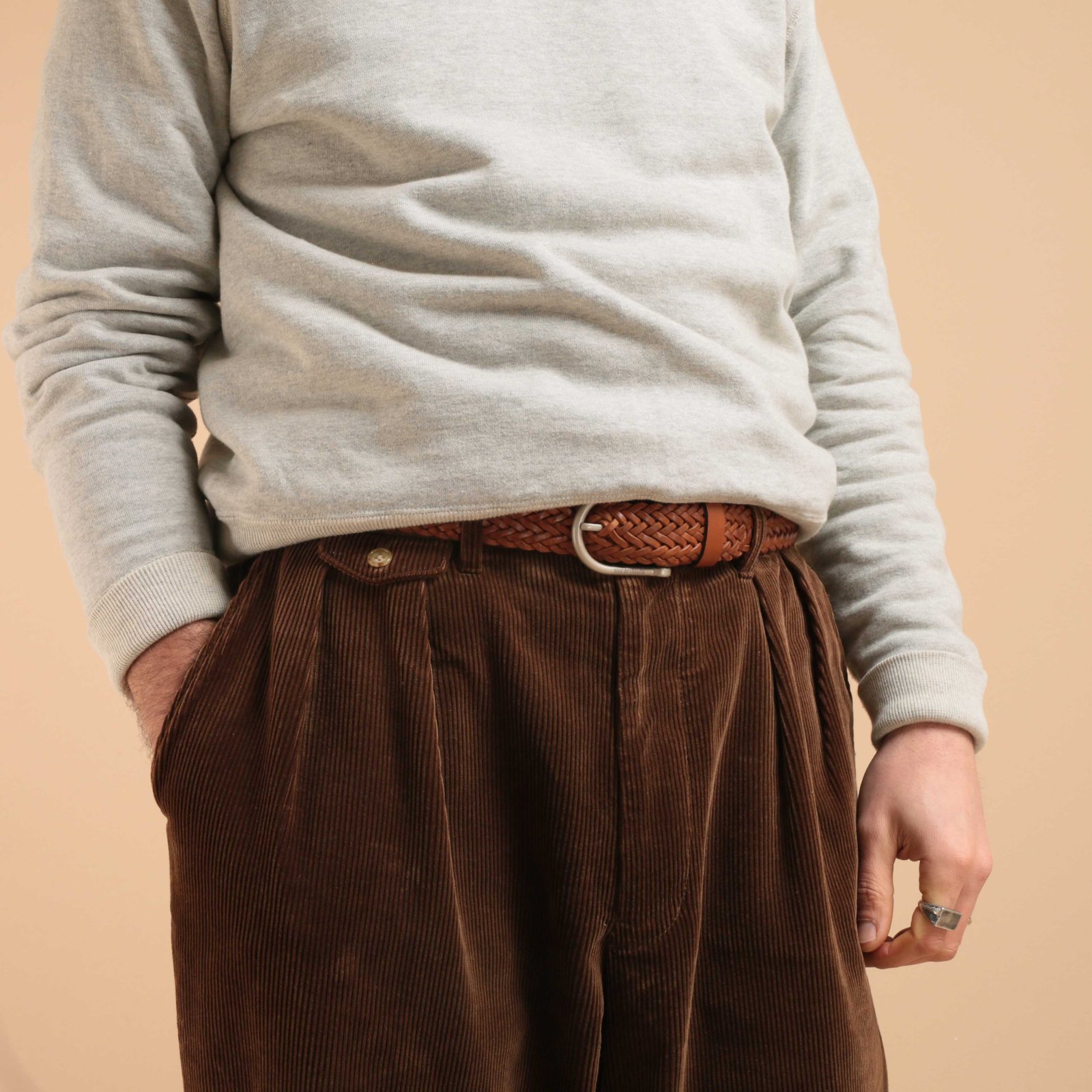 Ceinture Tressée Manille Pain Brûlé