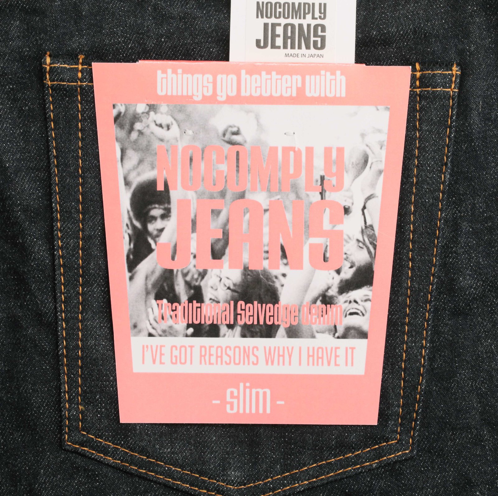 "NO COMPLY" Slim 13.5oz Indigo Selvedge Denim