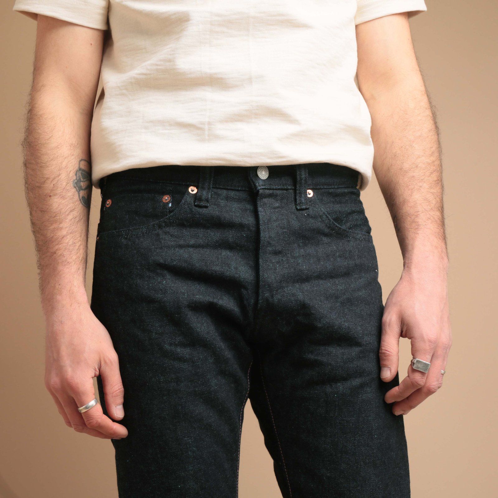 0405-IM High Tapered 15,7oz Indigo x Mint