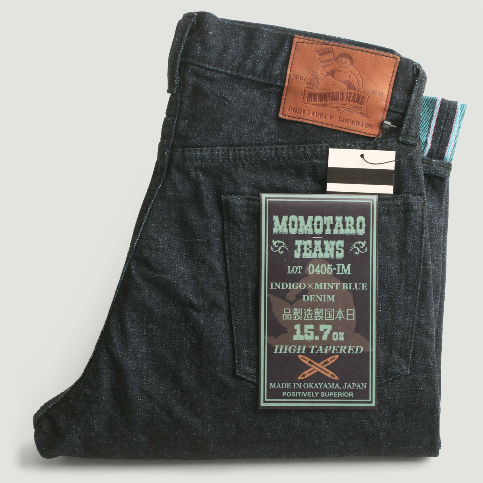 0405-IM High Tapered 15,7oz Indigo x Mint