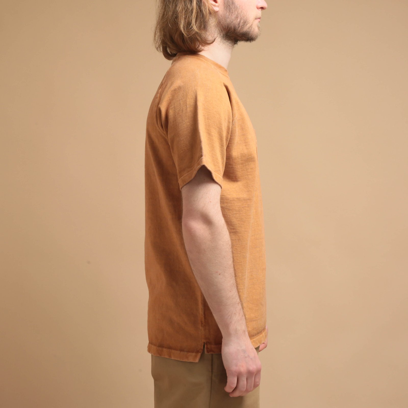 Short Sleeve Heavy Raglan Pocket Tee in Mocha Color