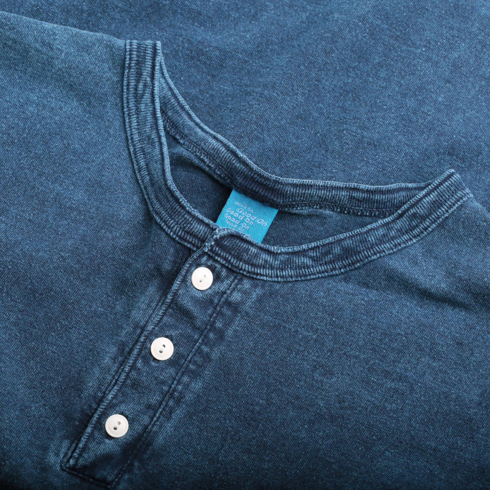 Short Sleeve Henley Tee in Indigo Shave