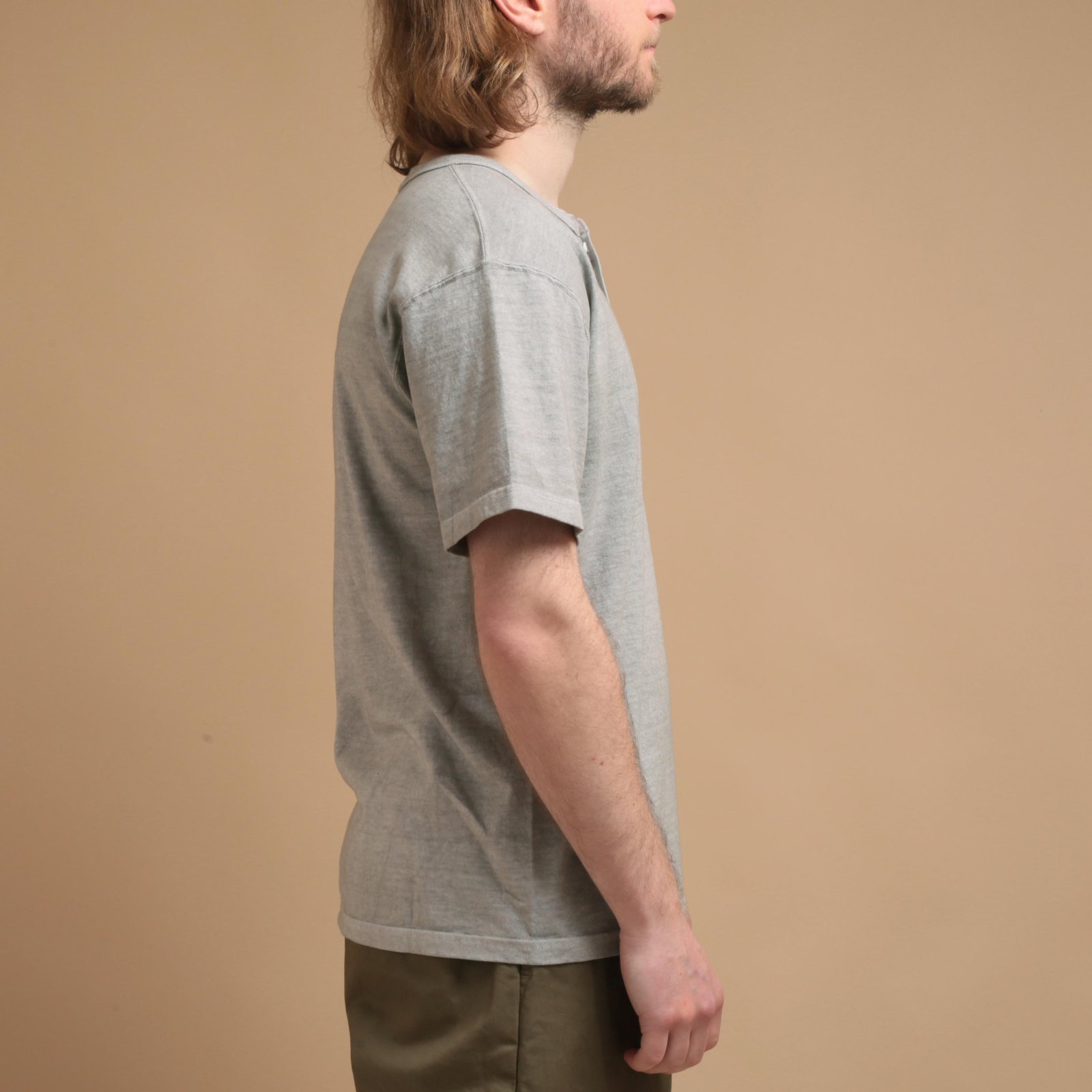 Short Sleeve Henley Tee in Ash Grey