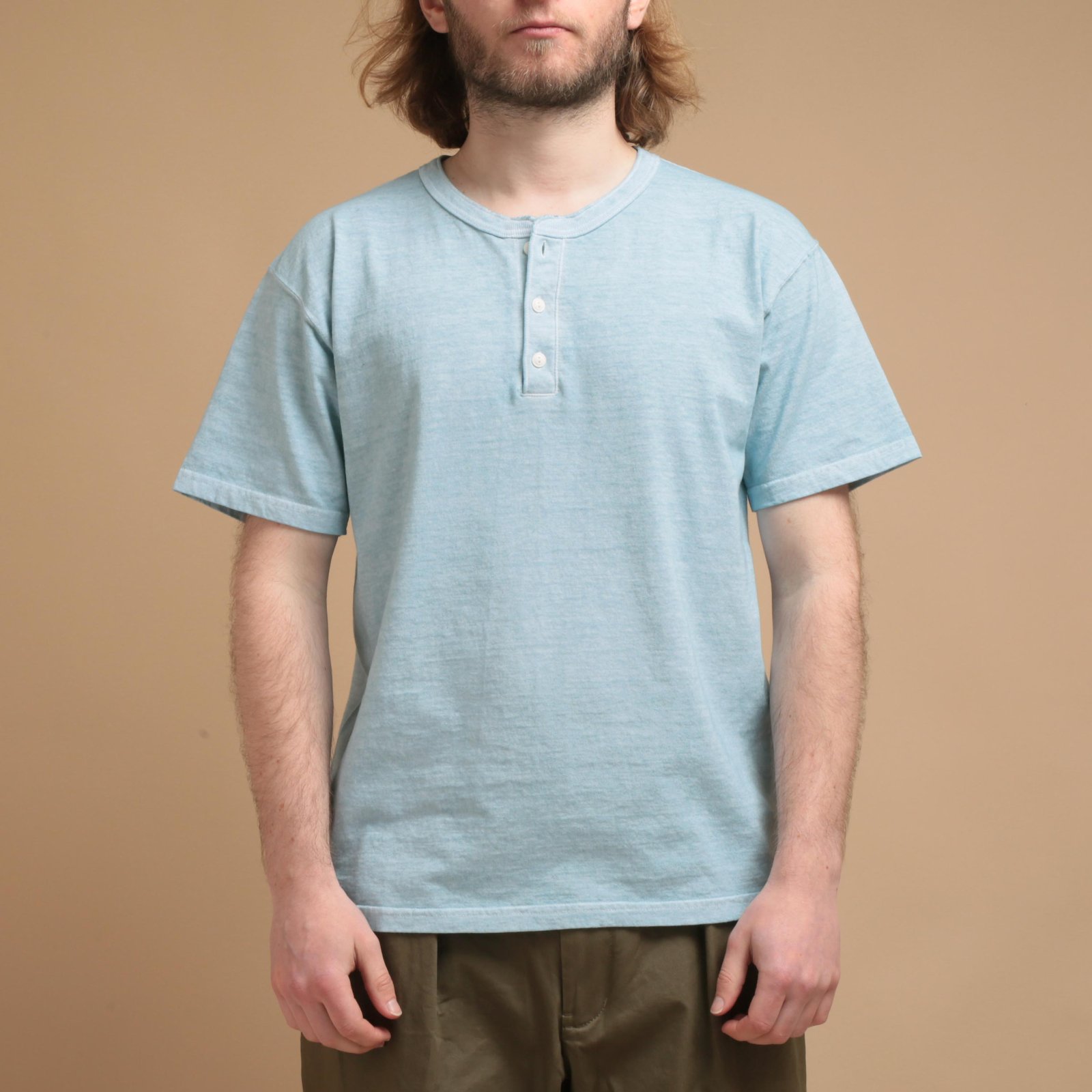 Short Sleeve Henley Tee in Soda Pink