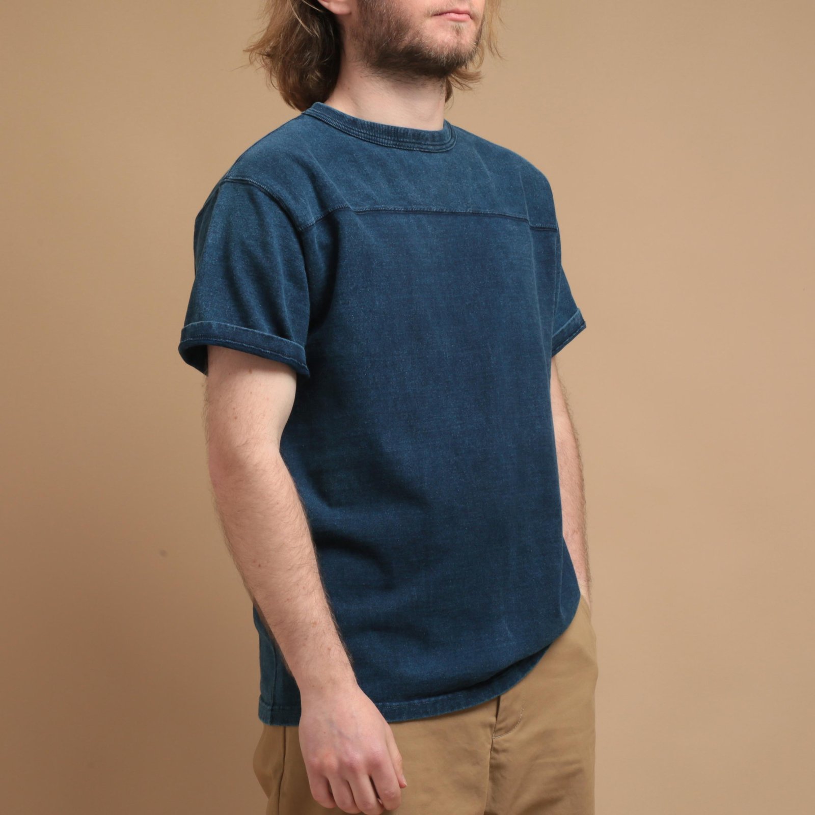 Heavy Jersey Football Tee Indigo Shave