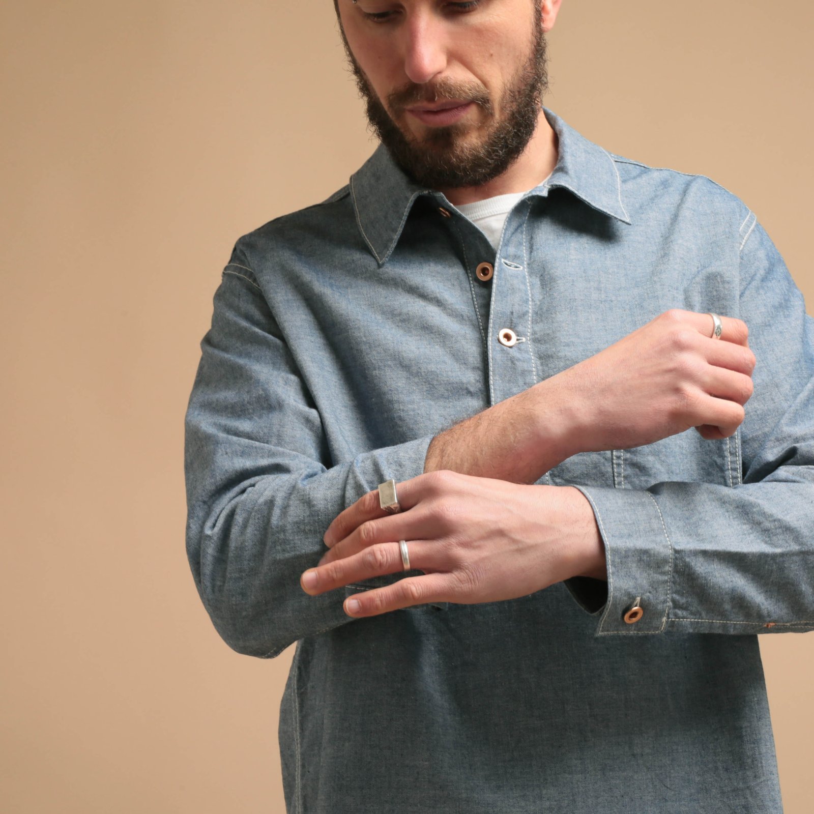 F3487 Chambray Pullover Shirt