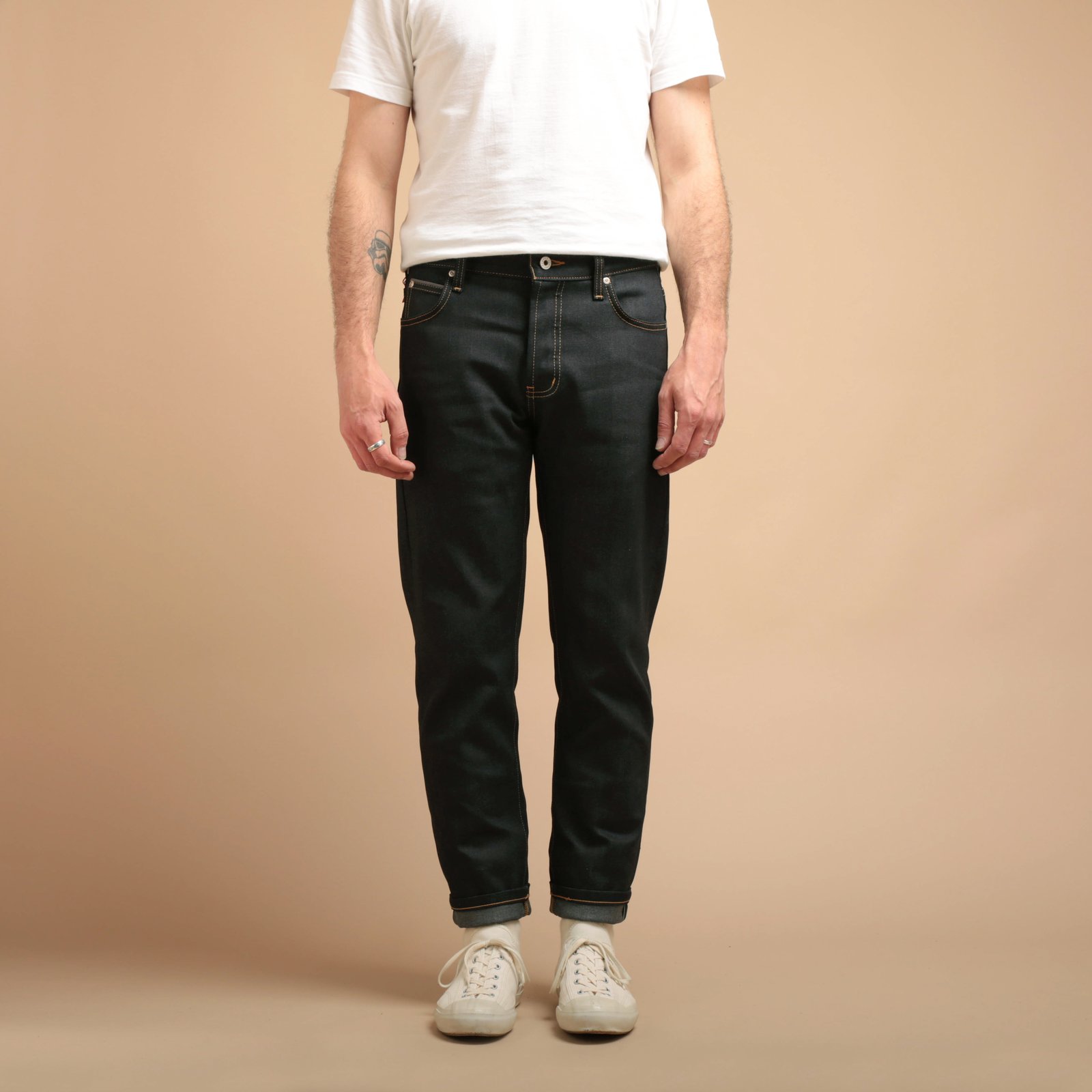 NAKED & FAMOUS SuperGuy Deep Indigo Stretch Selvedge front view photo