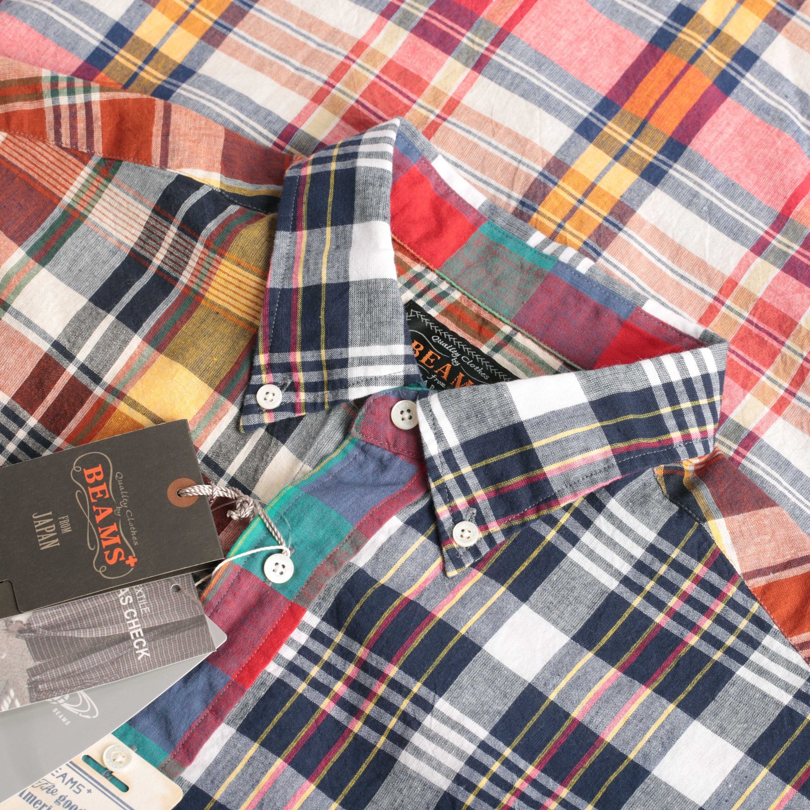 B.D. Short Sleeve Indian Madras Check Panel