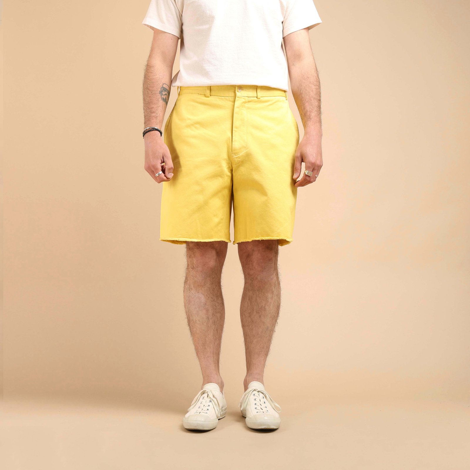 Plain Front Cut-Off Shorts Yellow