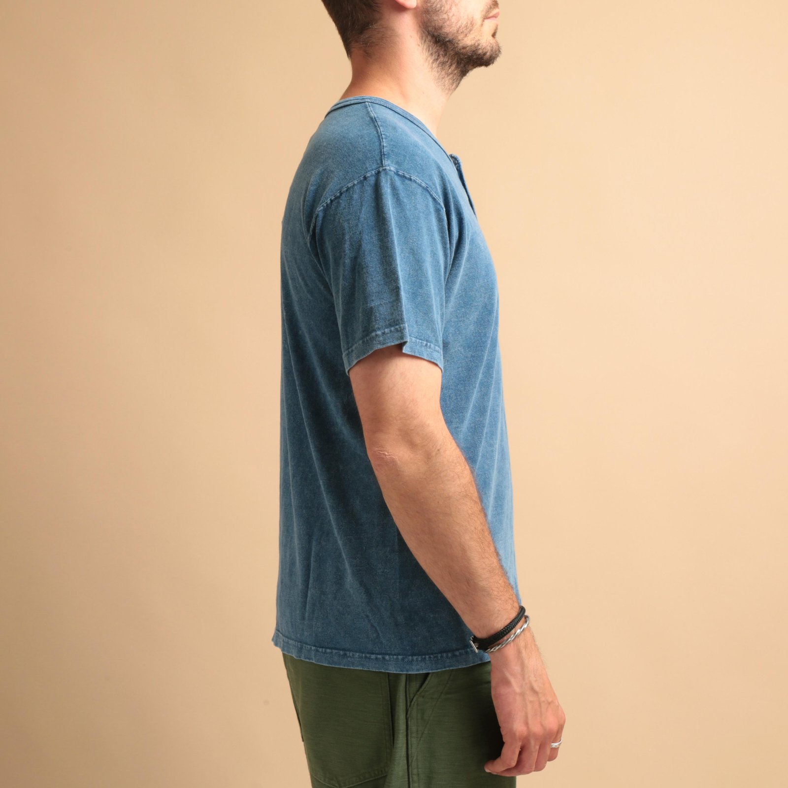 Short Sleeve Henley Tee Ice Blue