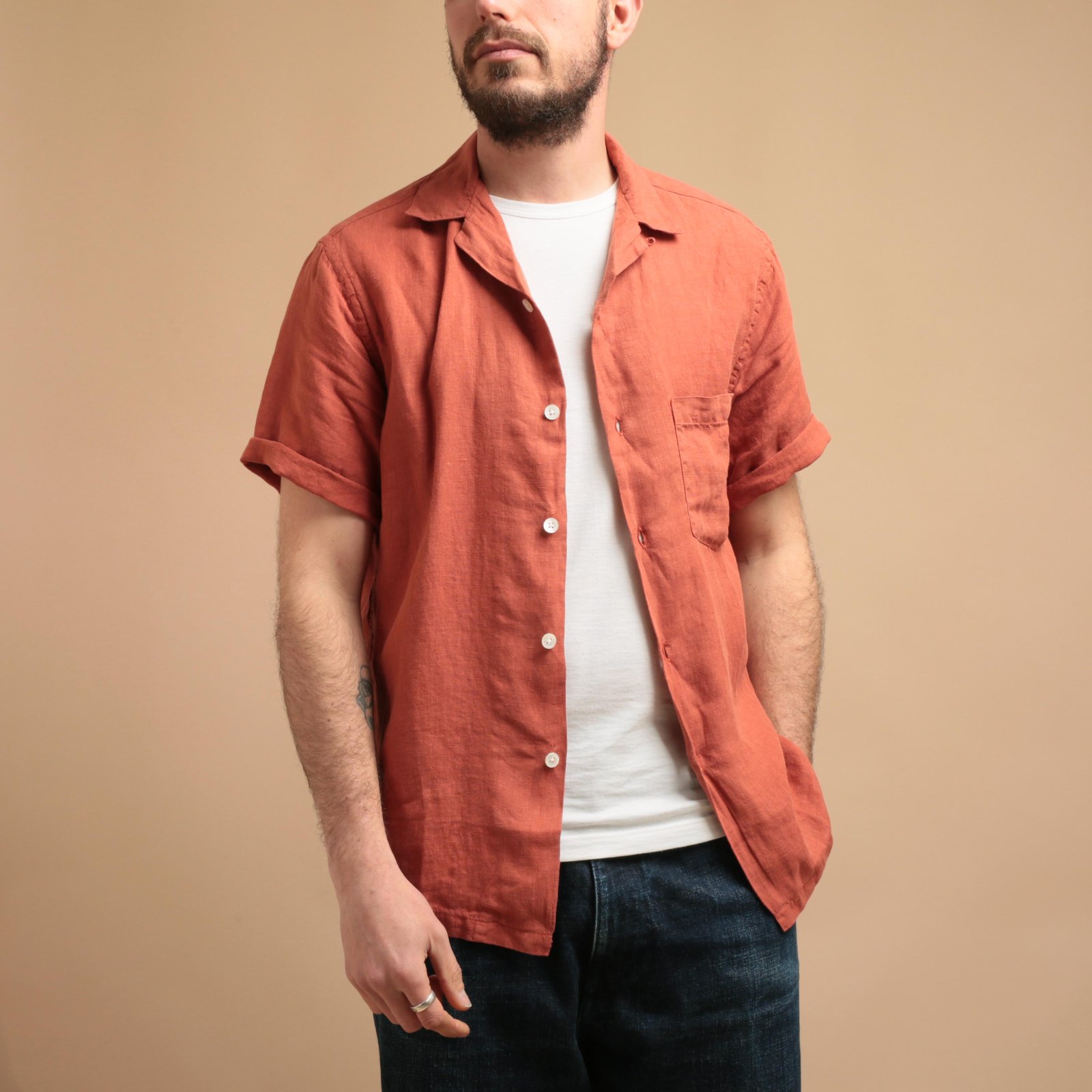 S/S Linen Shirt Terracota