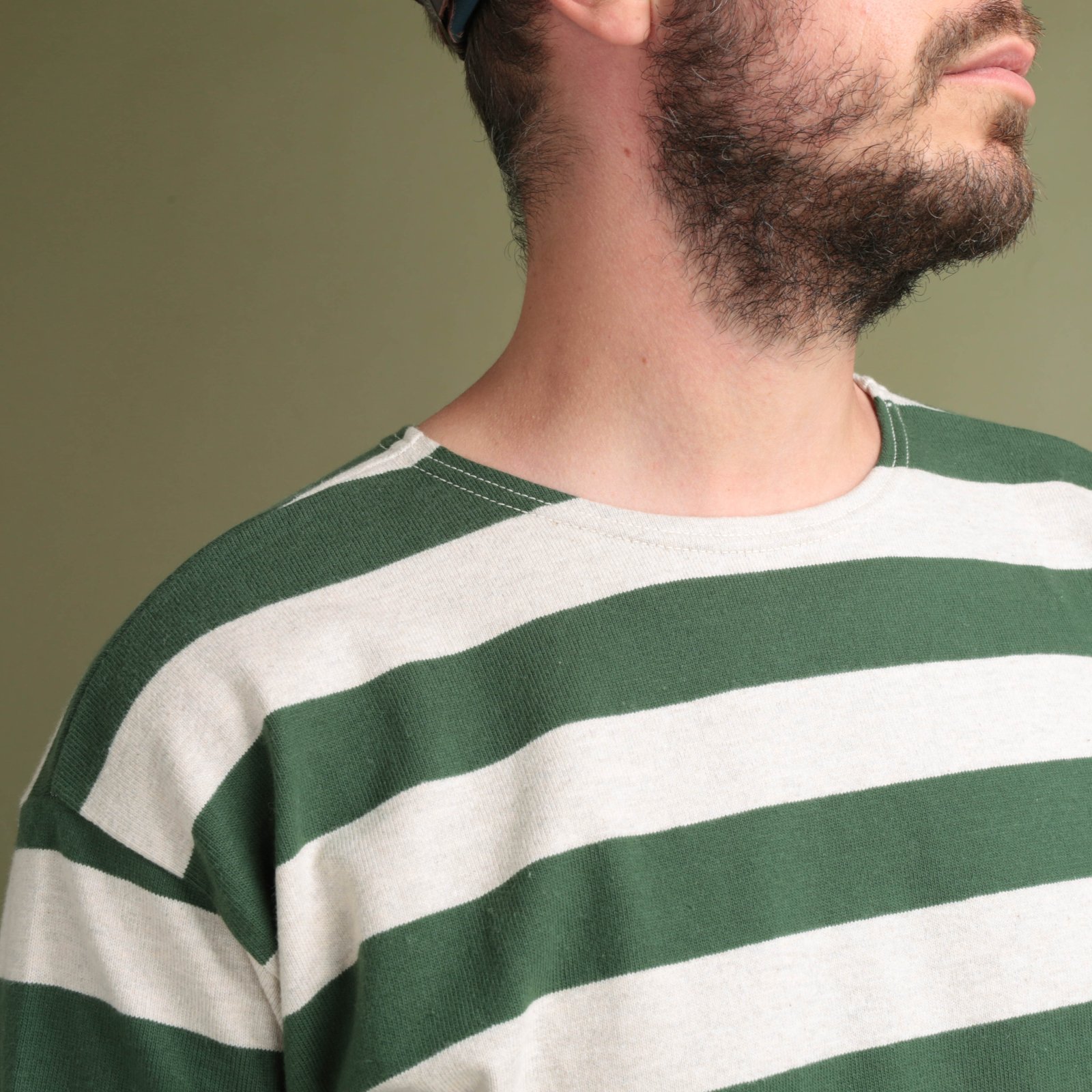 Lot 4050 2Inch Stripe T-Shirt Green/Oatmeal