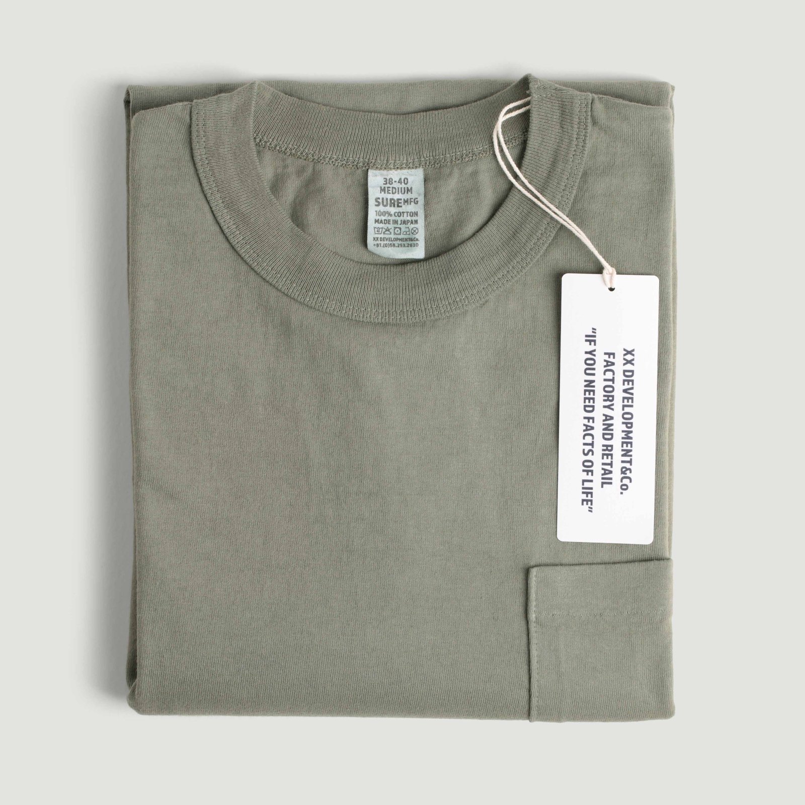 "SURE MFG" 7.5oz Pocket Short Sleeve Tee Dusty Olive