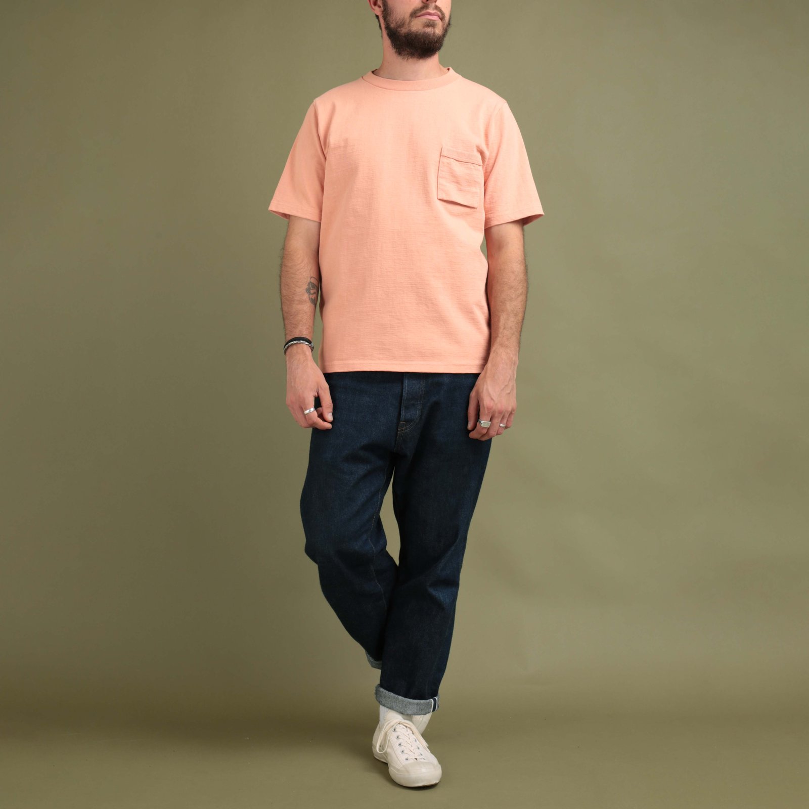 Dotsume Pocket T-Shirt Coral