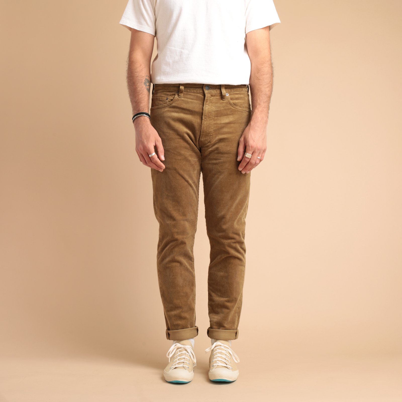 5 Pockets Tapered Corduroy Beige