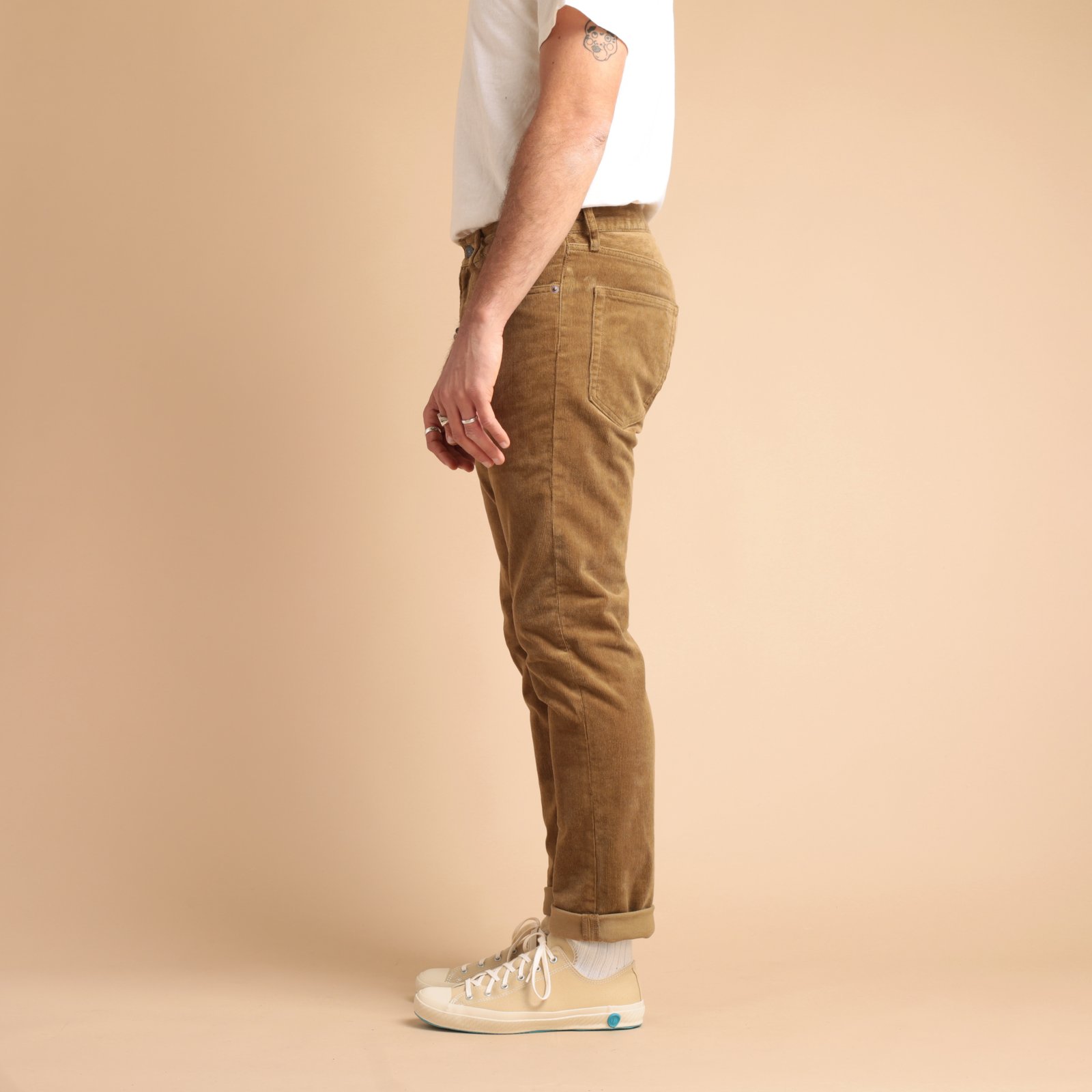 5 Pockets Tapered Corduroy Beige