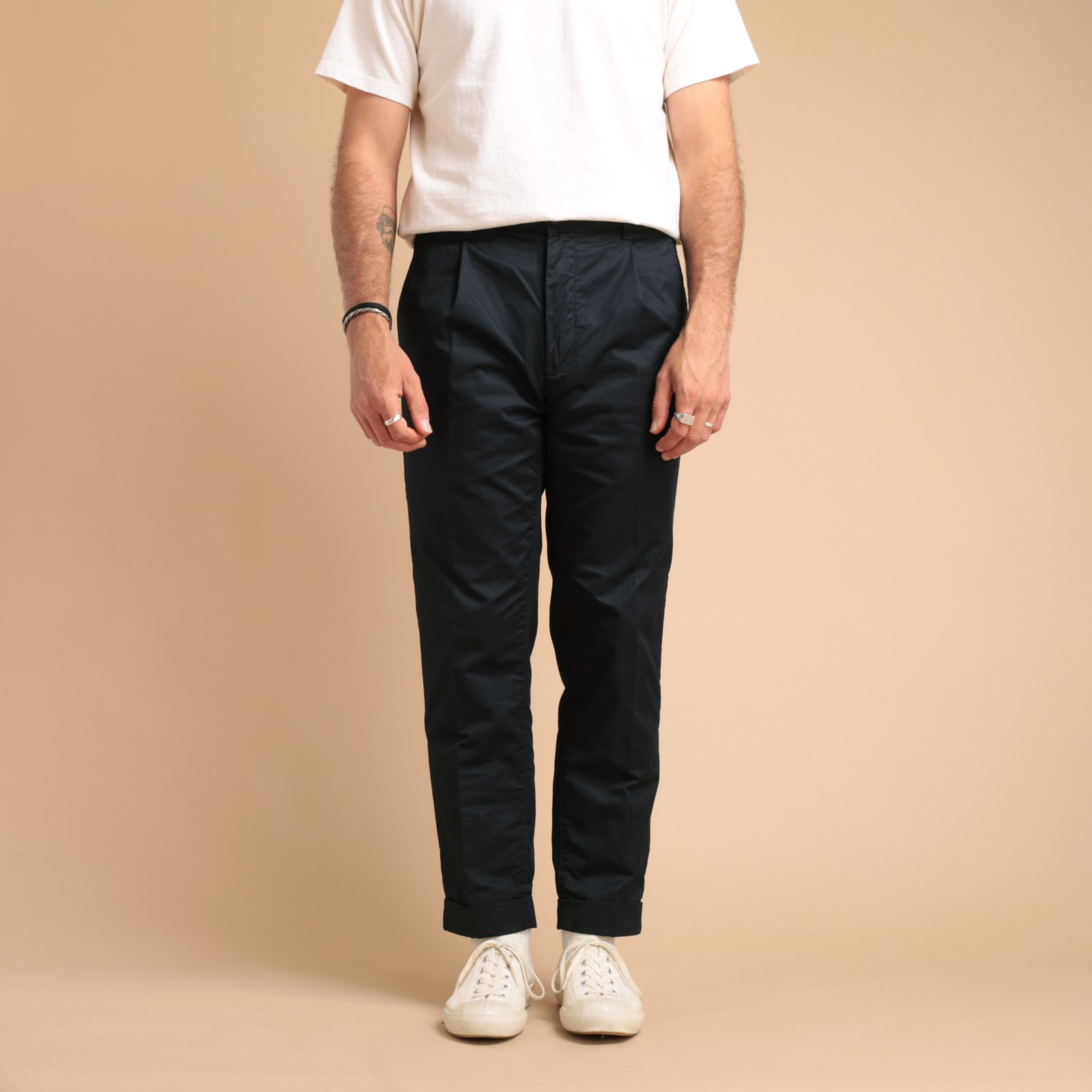 1 Pleat 80/3 Twill Trousers Navy