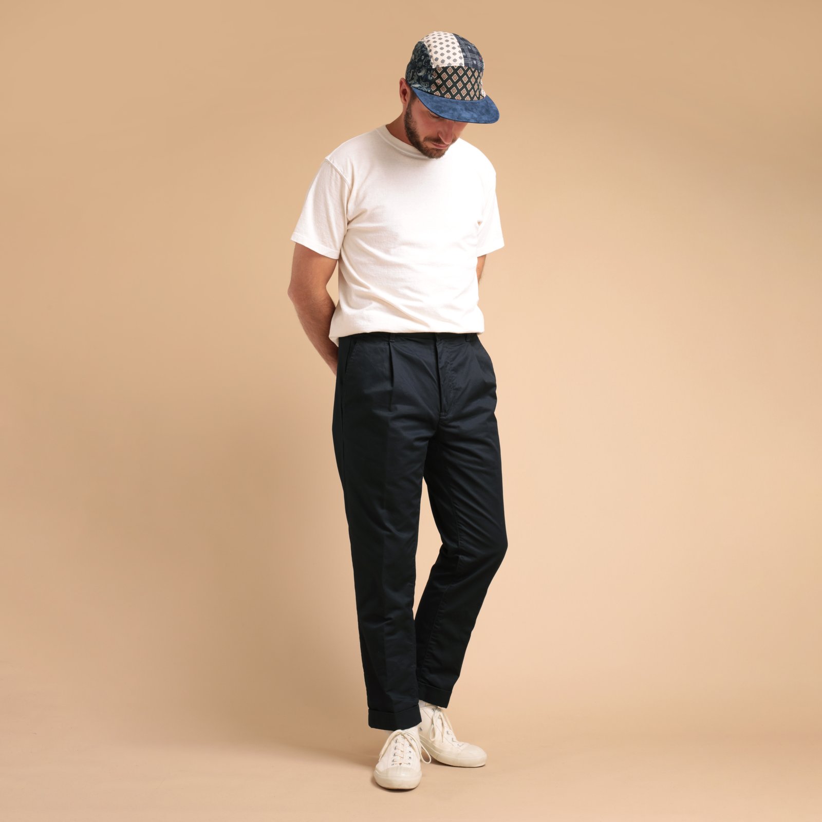 1 Pleat 80/3 Twill Trousers Navy