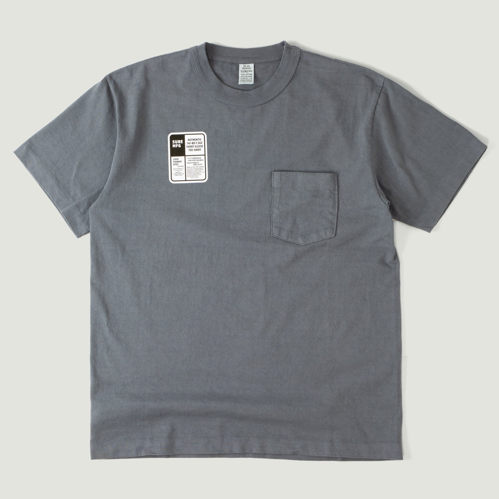 "SURE MFG" 7.5oz Pocket S/S Tee Charcoal Art