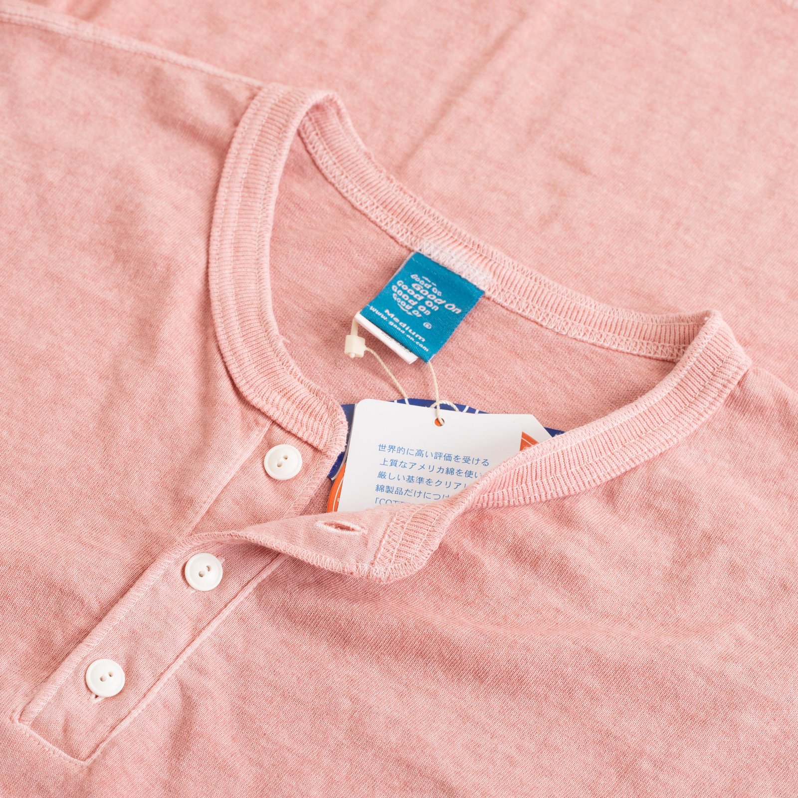 Tee-Shirt Henley Manches Longues P-Coral