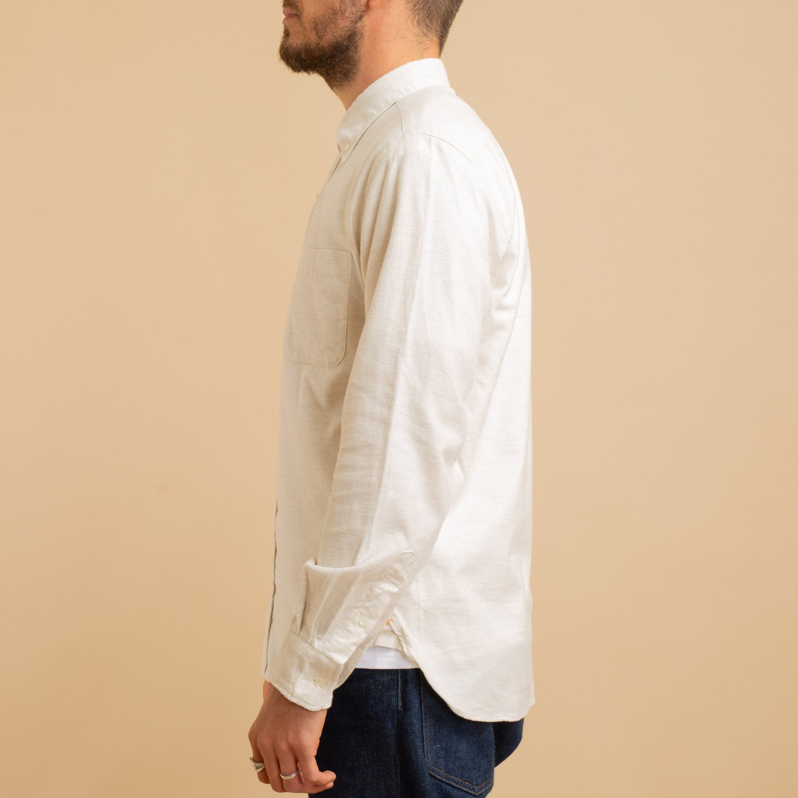 BEAMS PLUS / BD Flannel Solid Off White