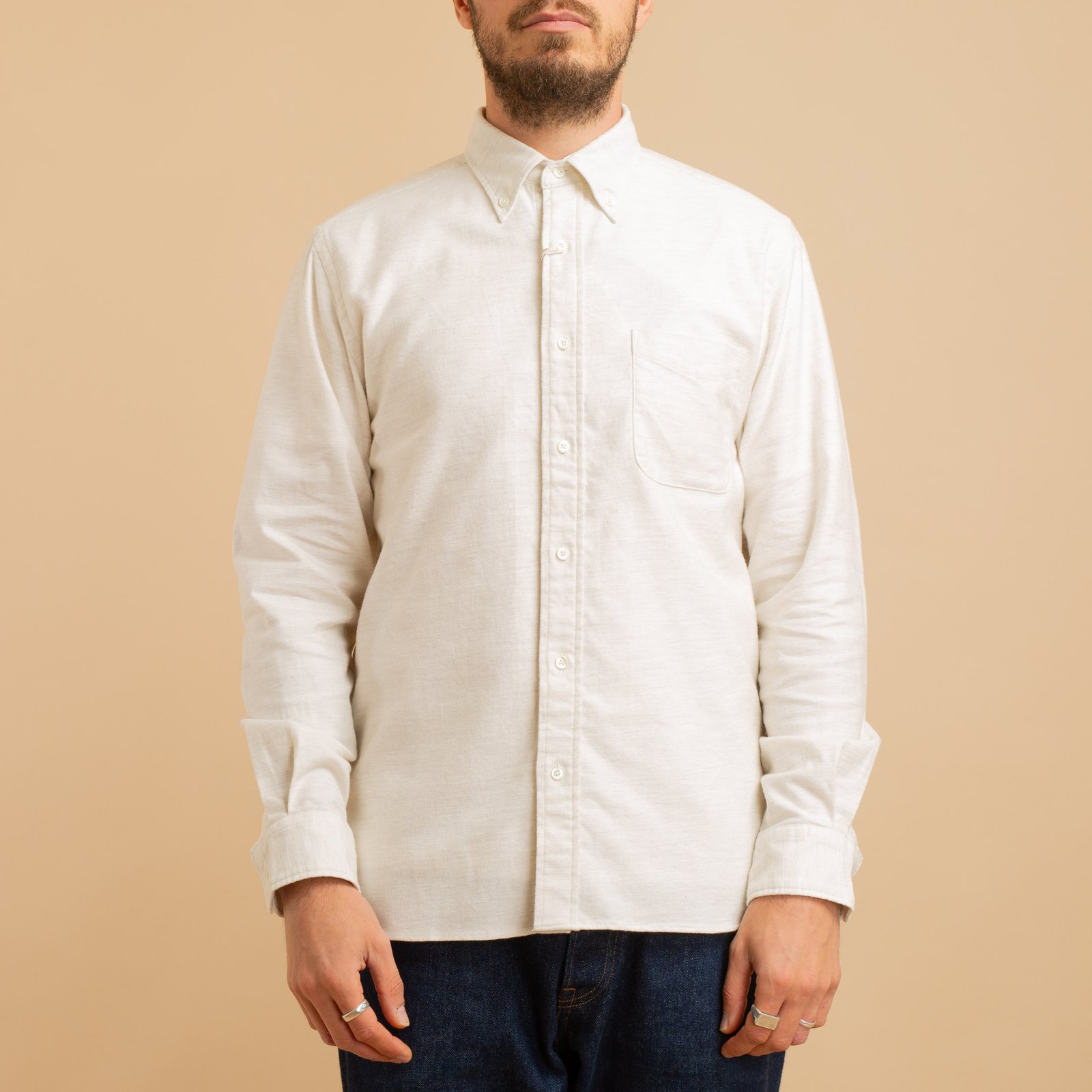 BEAMS PLUS / BD Flannel Solid Off White