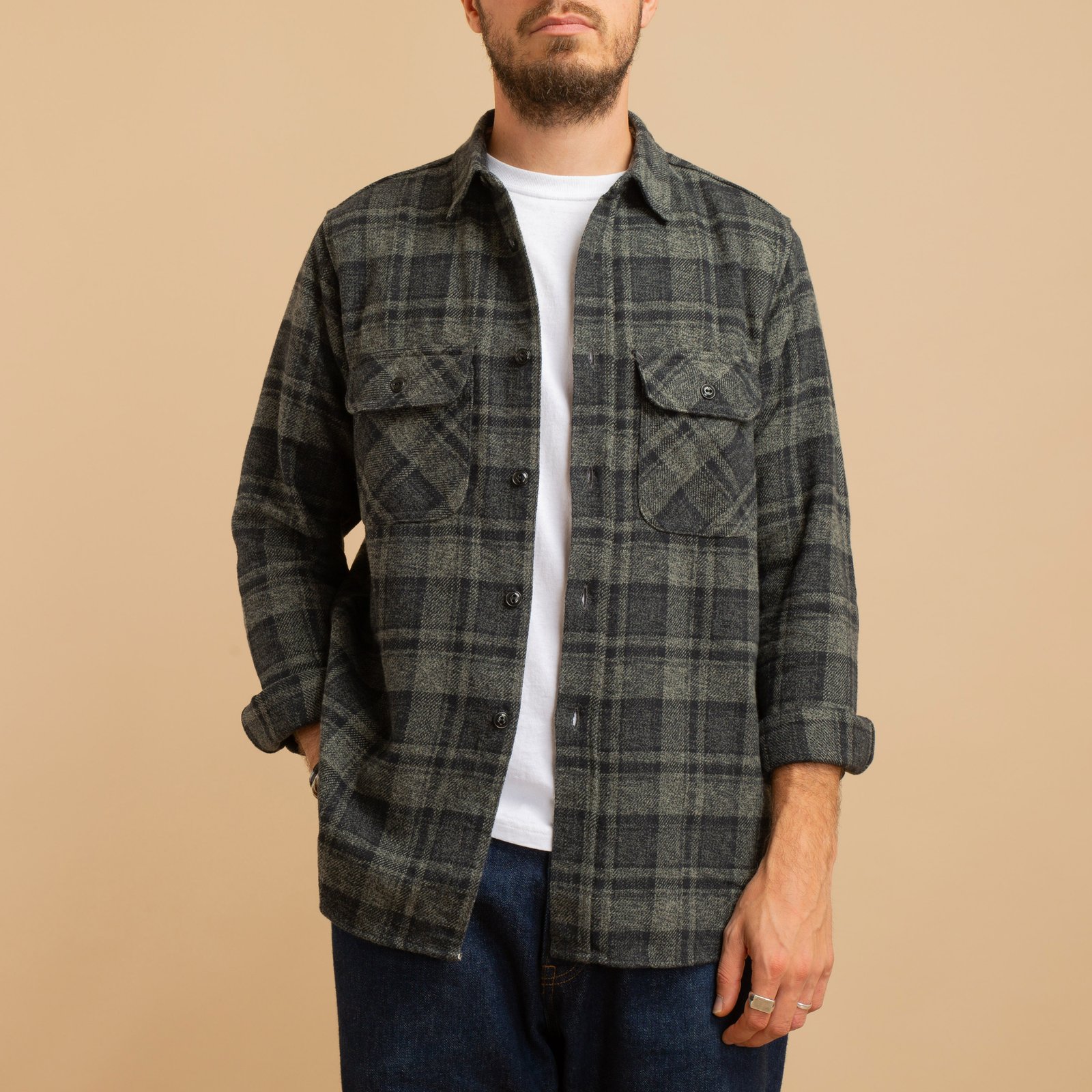 F3497 Nel Check Work Shirt Gray