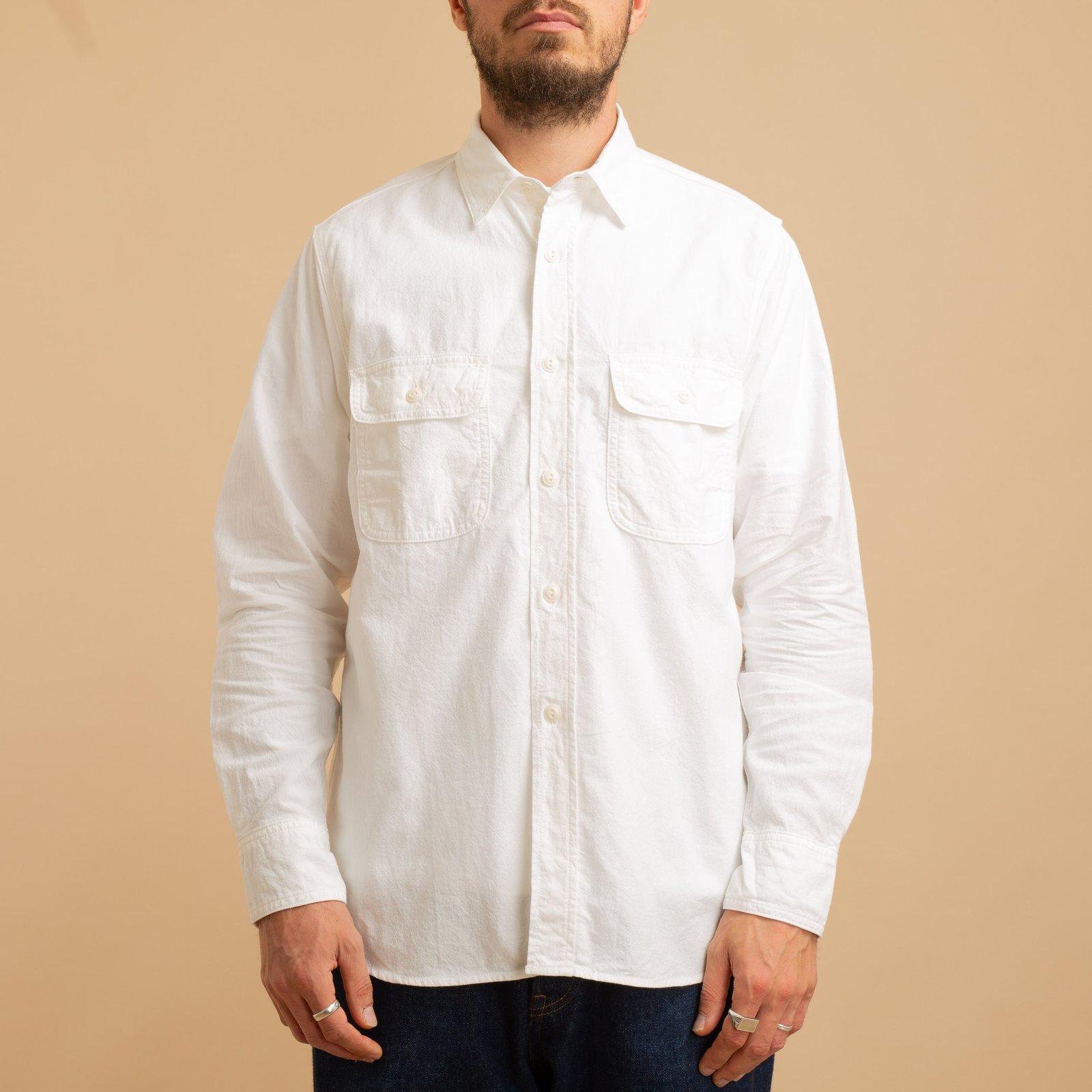 F3496 Oxford Work Shirt White